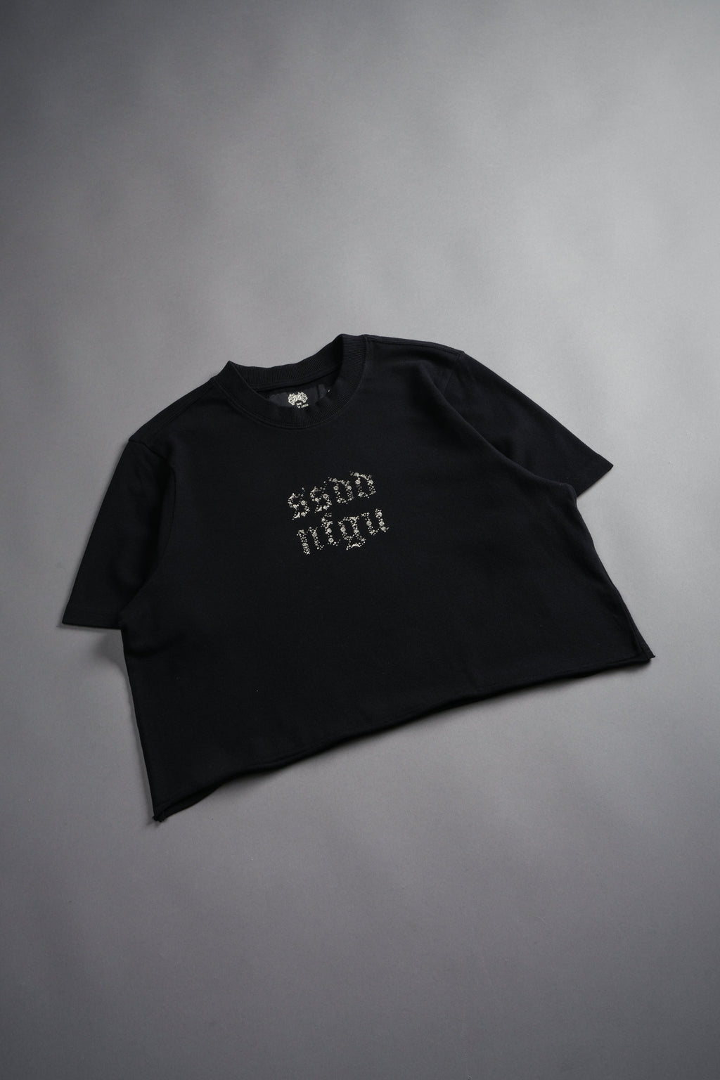 Crystal Code "Premium" Oversized (Cropped) Tee in Black — imagem 6