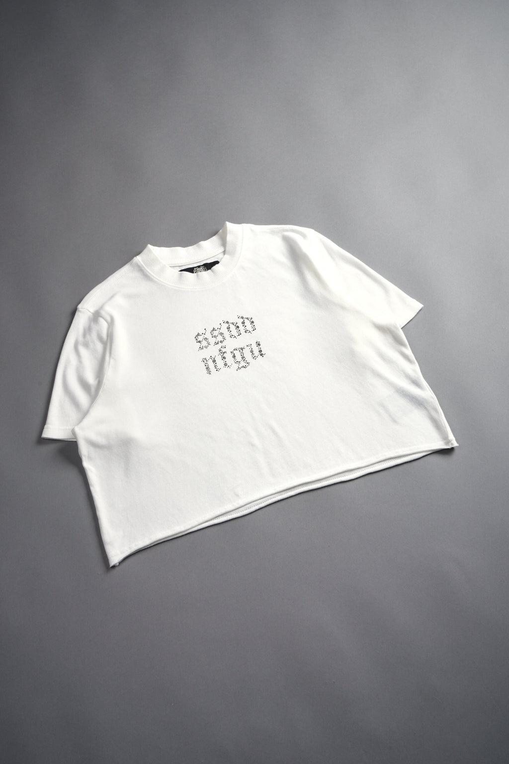 Crystal Code "Premium" Oversized (Cropped) Tee in Cream — imagem 5