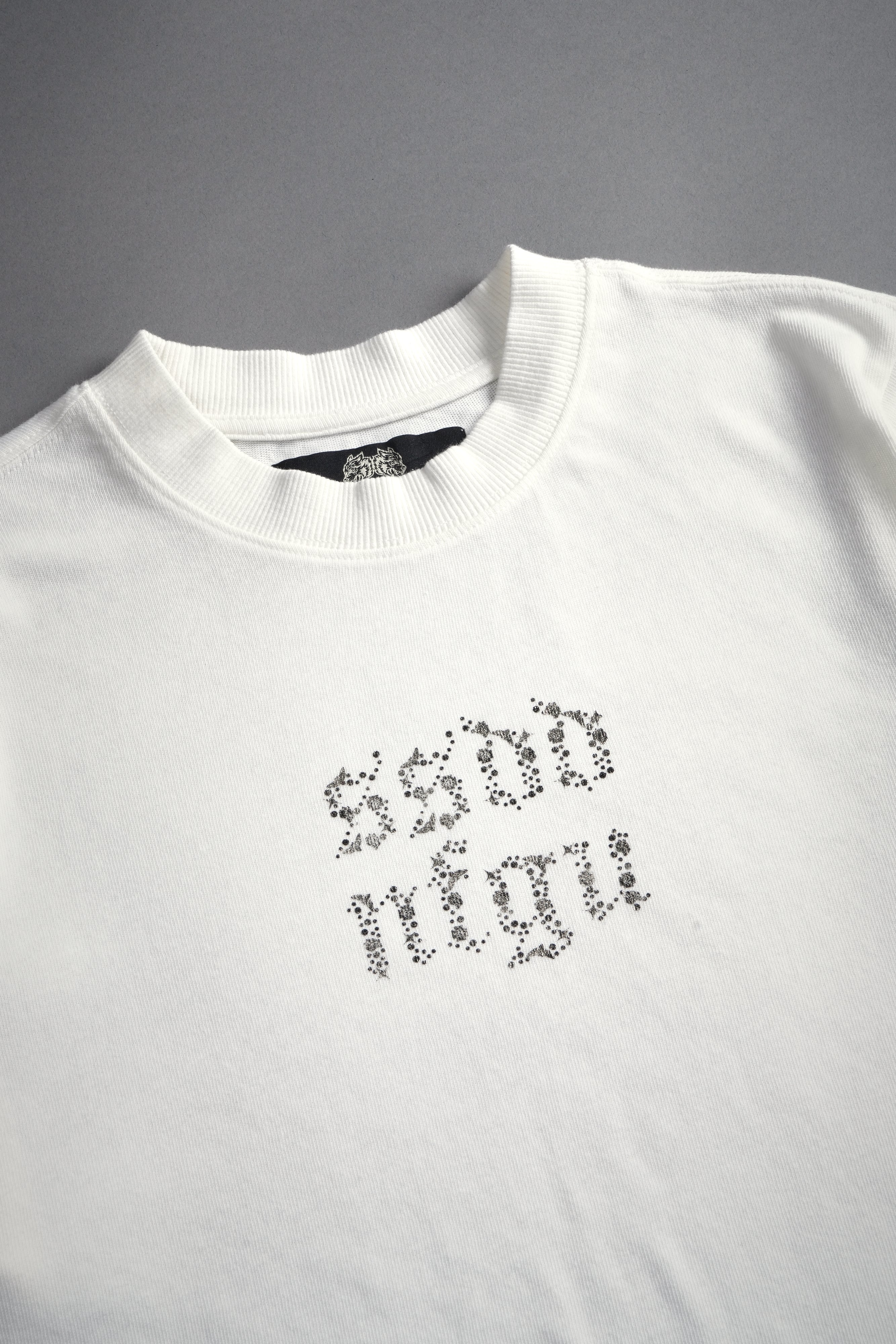 Crystal Code "Premium" Oversized (Cropped) Tee in Cream — imagem 6
