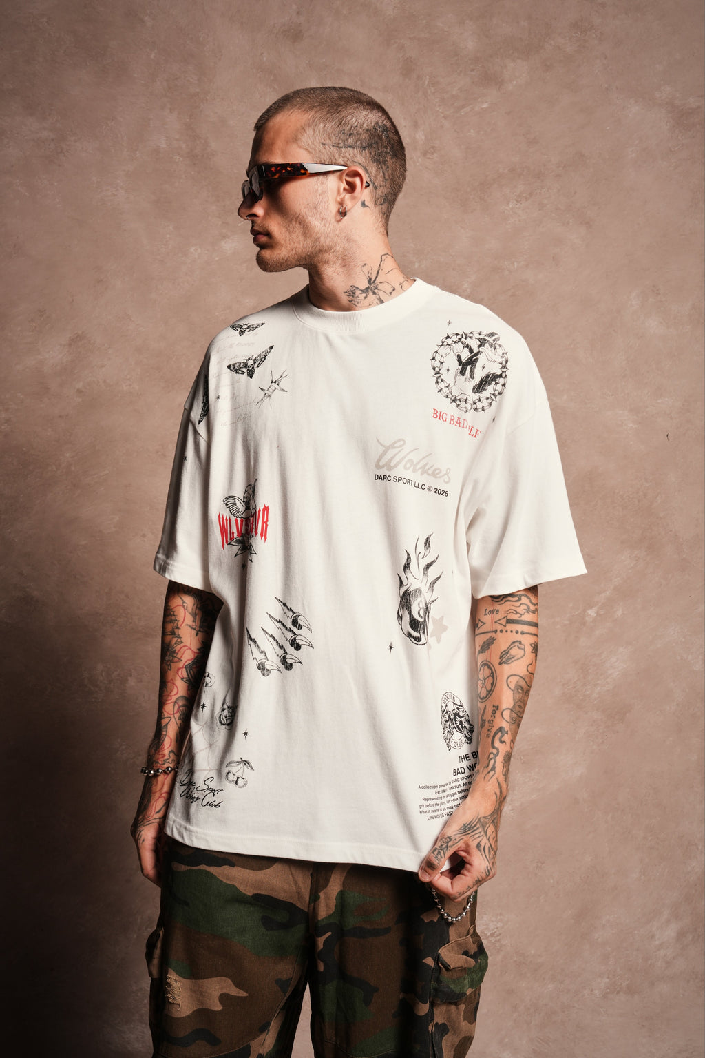 Big Bad Wolves Premium Oversized Tee in Cream