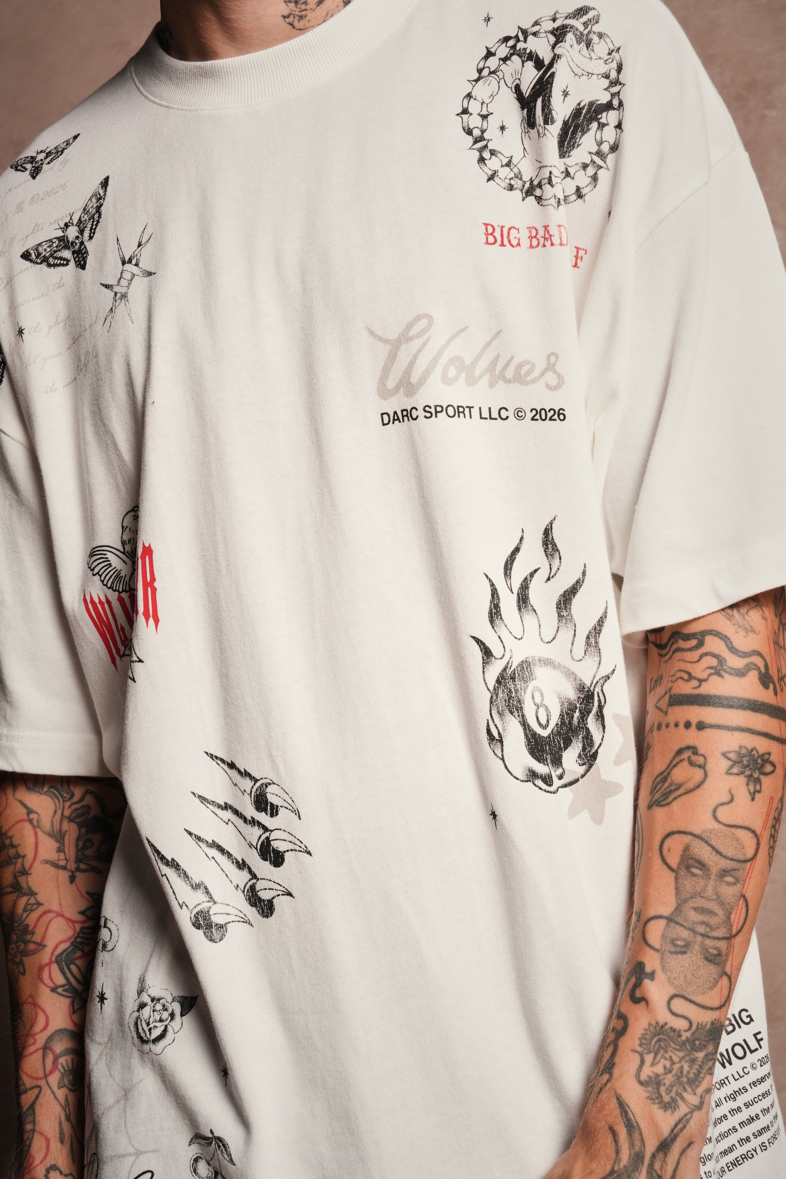Big Bad Wolves Premium Oversized Tee in Cream