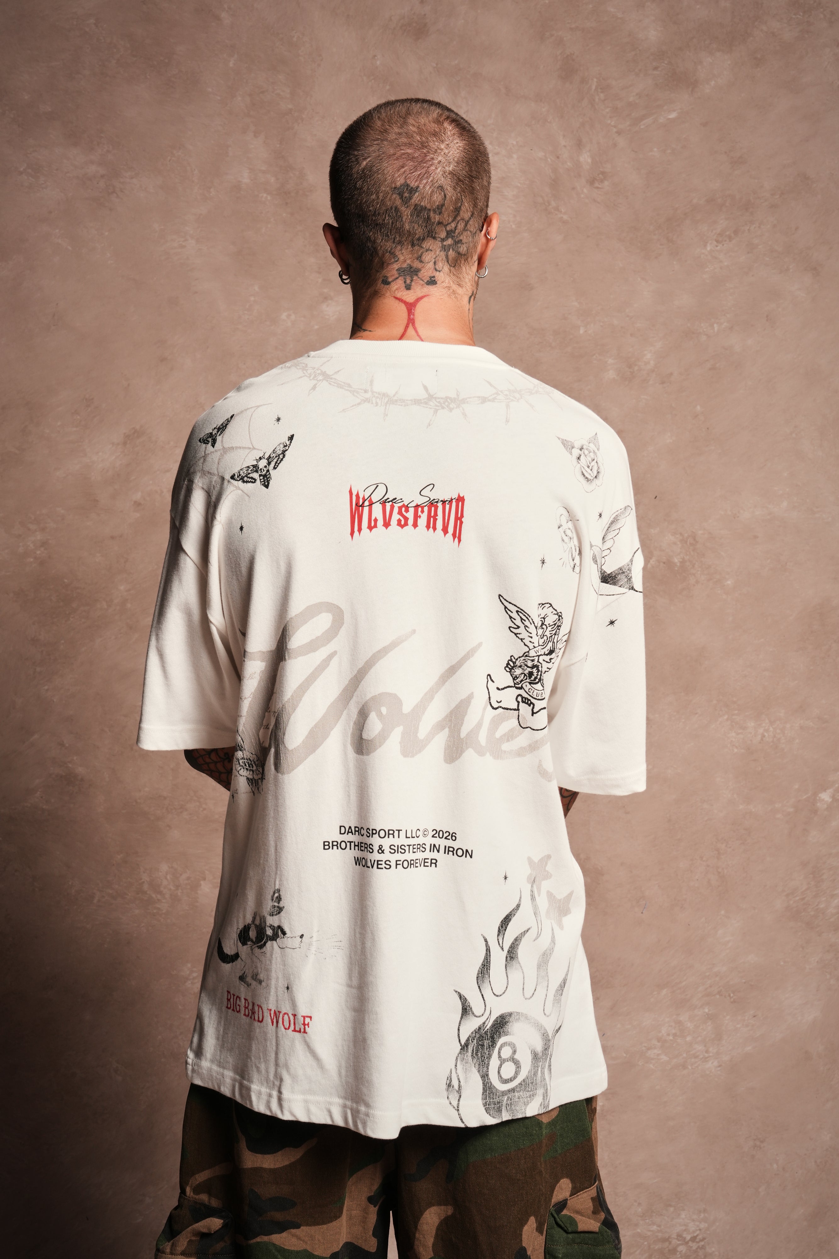 Big Bad Wolves Premium Oversized Tee in Cream