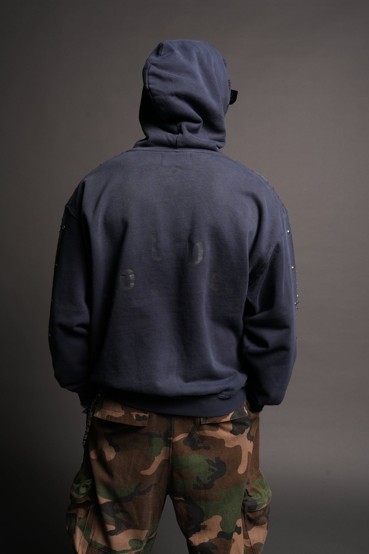 Wolves Heritage Grunge Moatis Hoodie In Navy Sun Fade - imagem 2