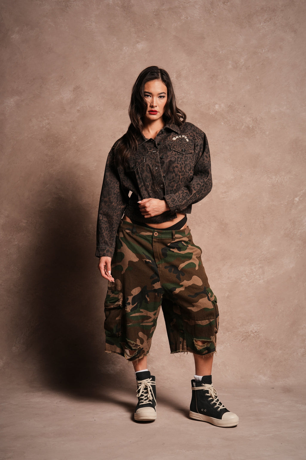 Chopper She American Jacket in Darc Brown Leopard
