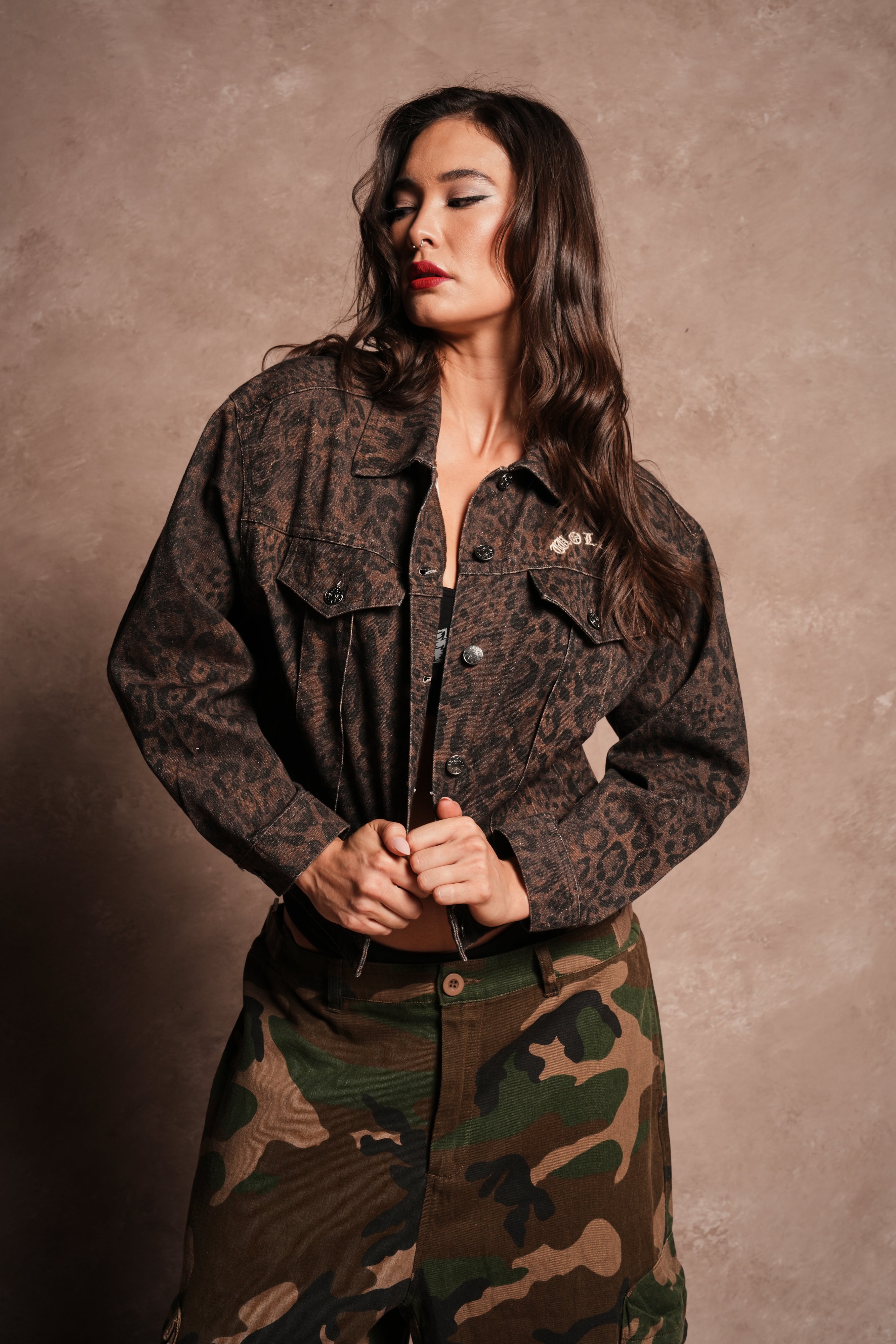 Chopper She American Jacket in Darc Brown Leopard