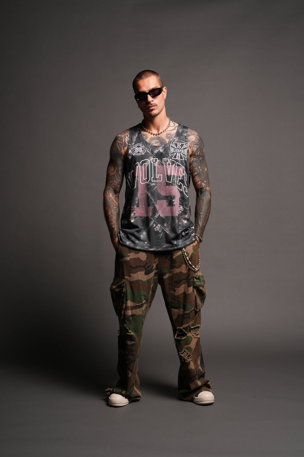 Shadow Blossom Reversible Bball Jersey In Slate Gray / All Of Us Camo - imagem 5