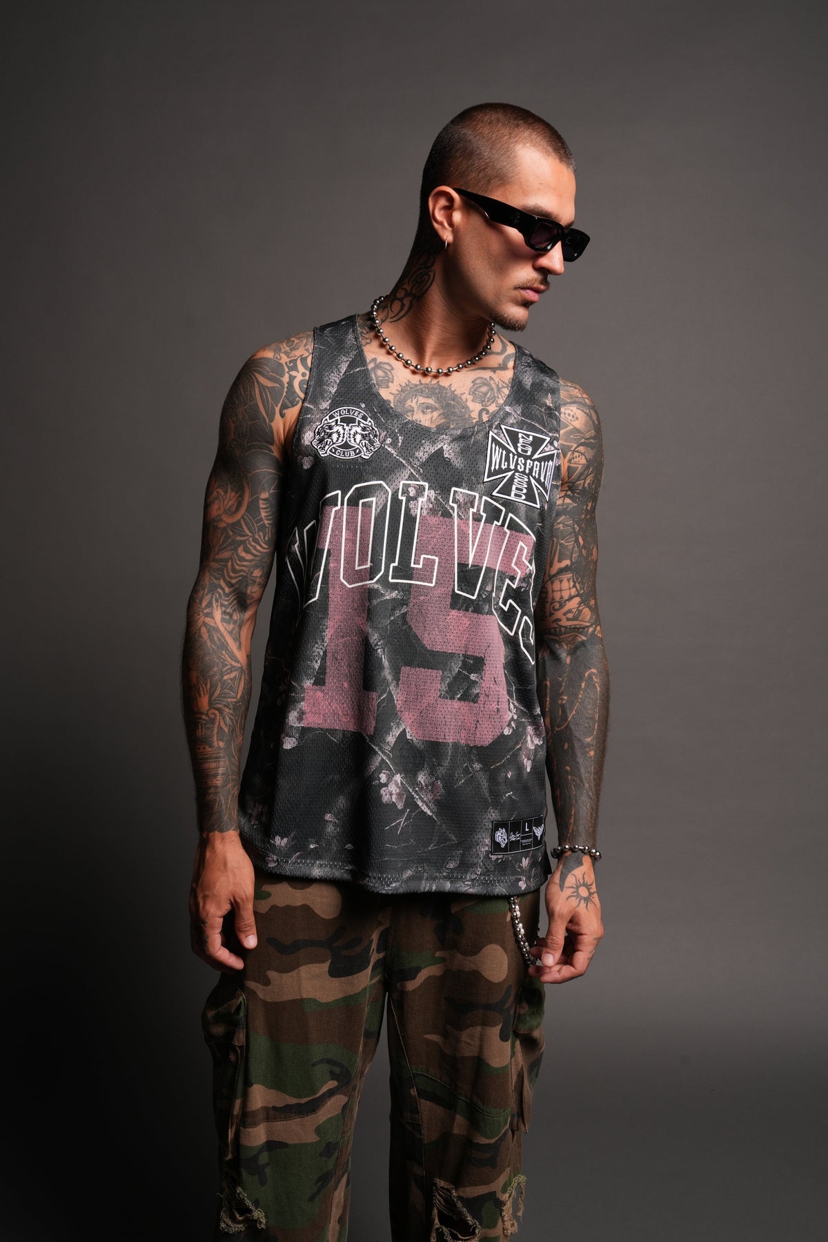 Shadow Blossom Reversible Bball Jersey In Slate Gray / All Of Us Camo - imagem 4