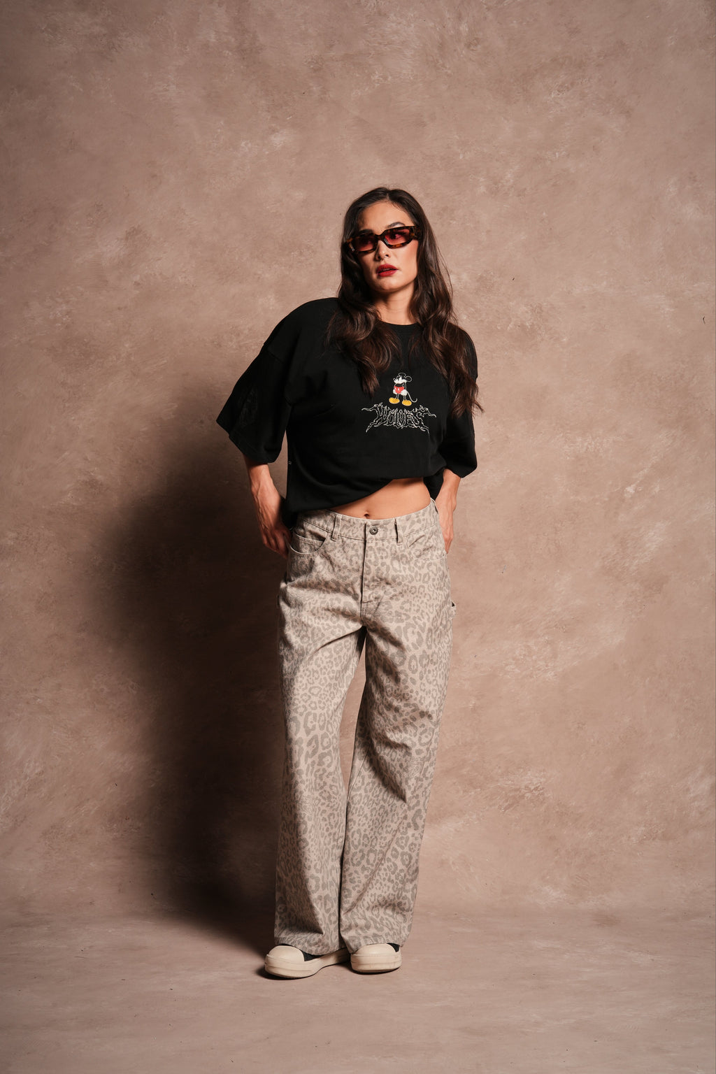 Wolves Chopper Wide Leg Carpenter Pant in Clay Leopard
