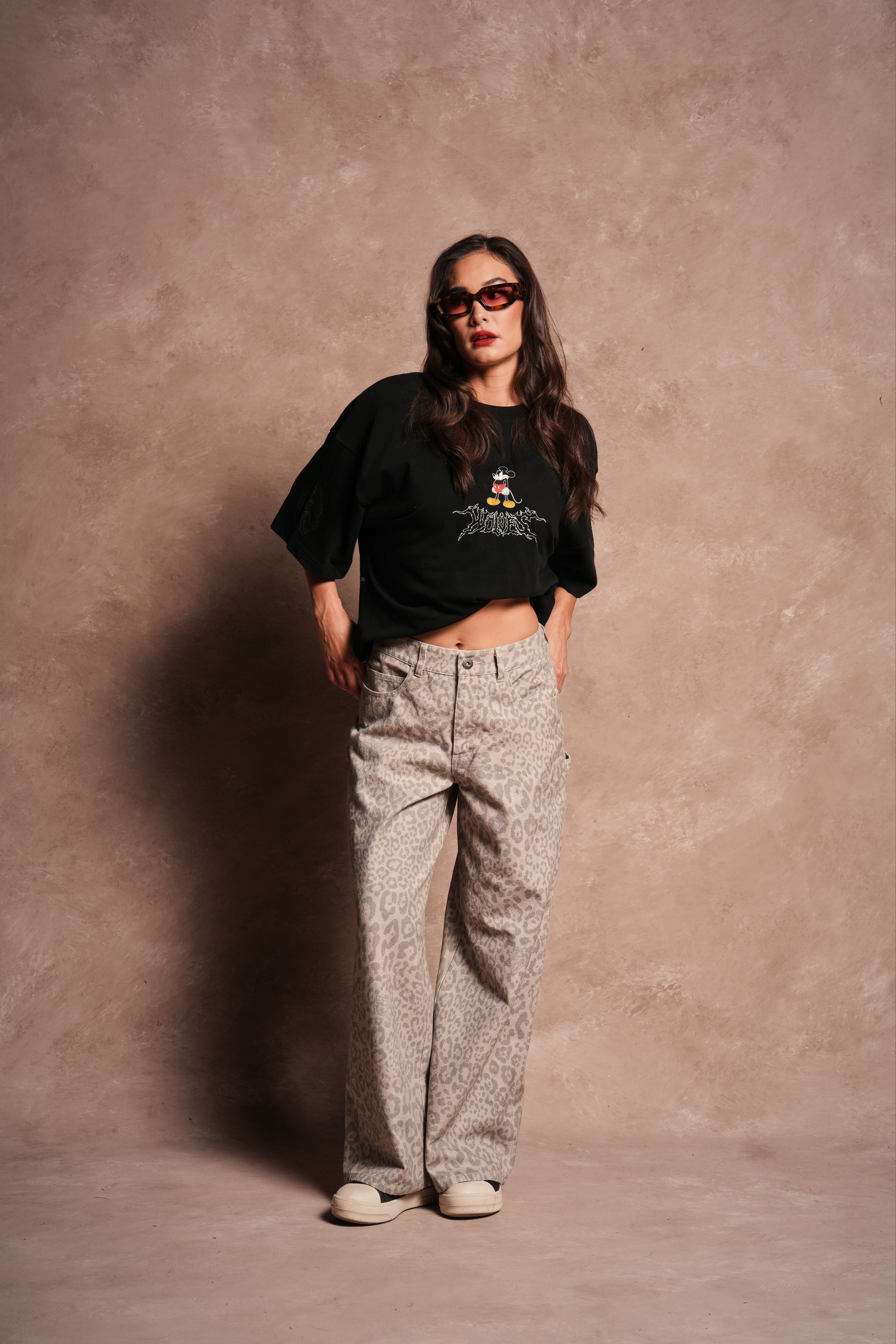Wolves Chopper Wide Leg Carpenter Pant in Clay Leopard
