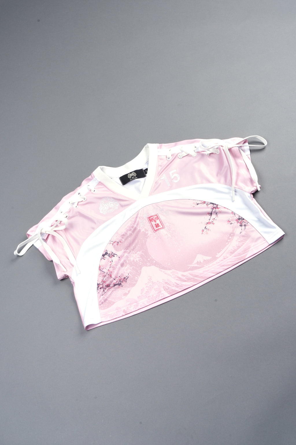 She Wave She Laced Crop Jersey Top in Blush Pink — imagem 3