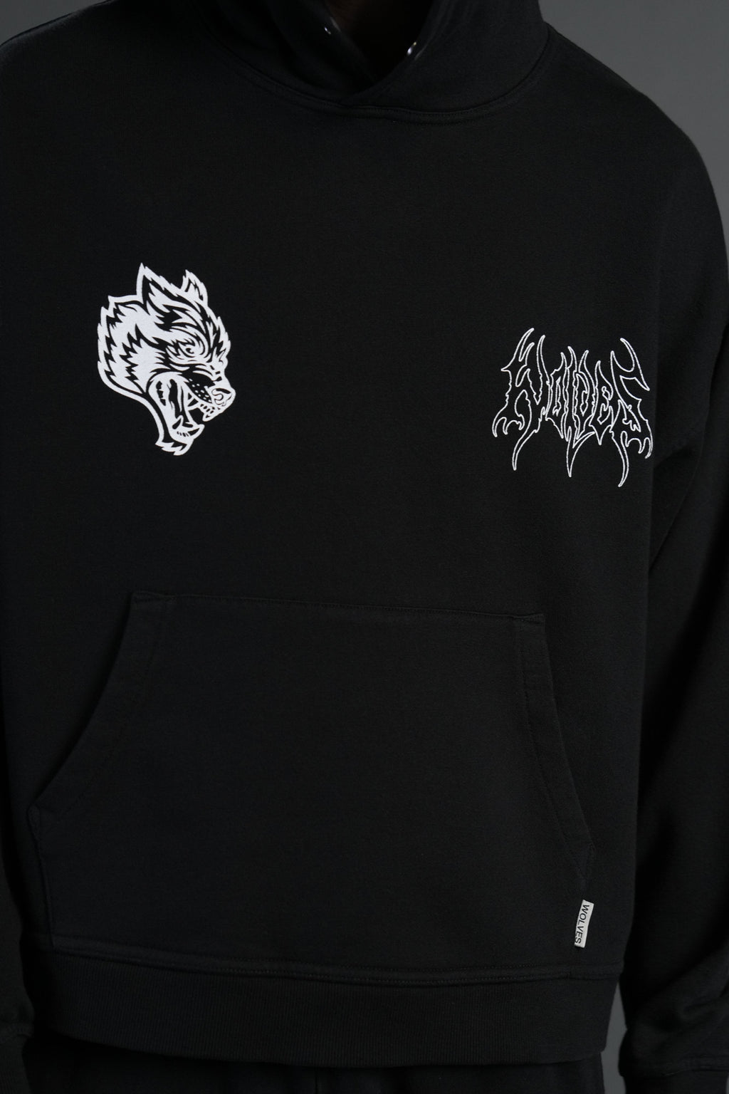 Wolf Hesh FRVR "Grunge" Box Cut Hoodie in Black