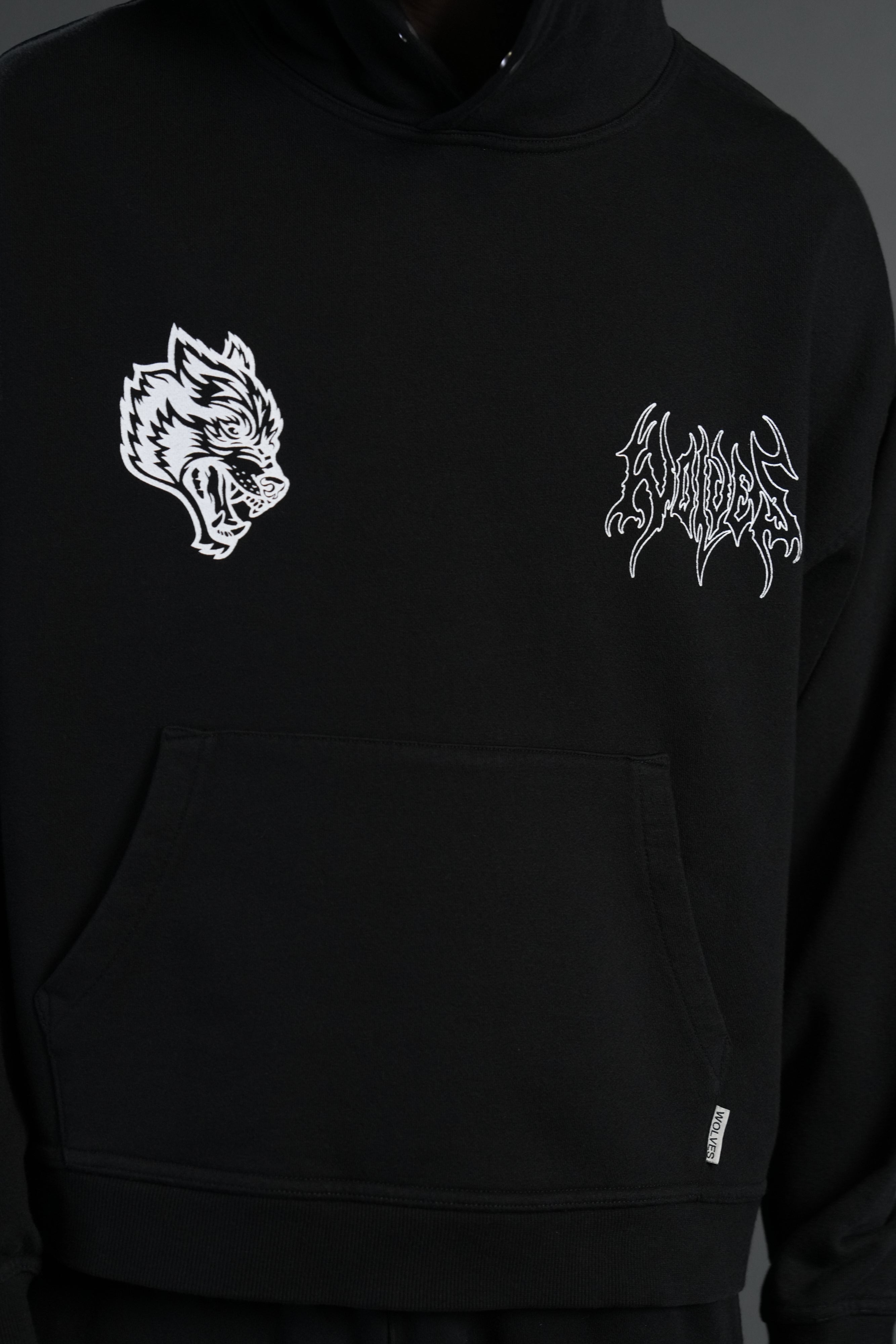 Wolf Hesh FRVR "Grunge" Box Cut Hoodie in Black