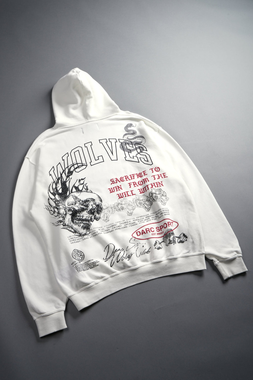 Flame Skull Pierce Hoodie in Cream — imagem 17