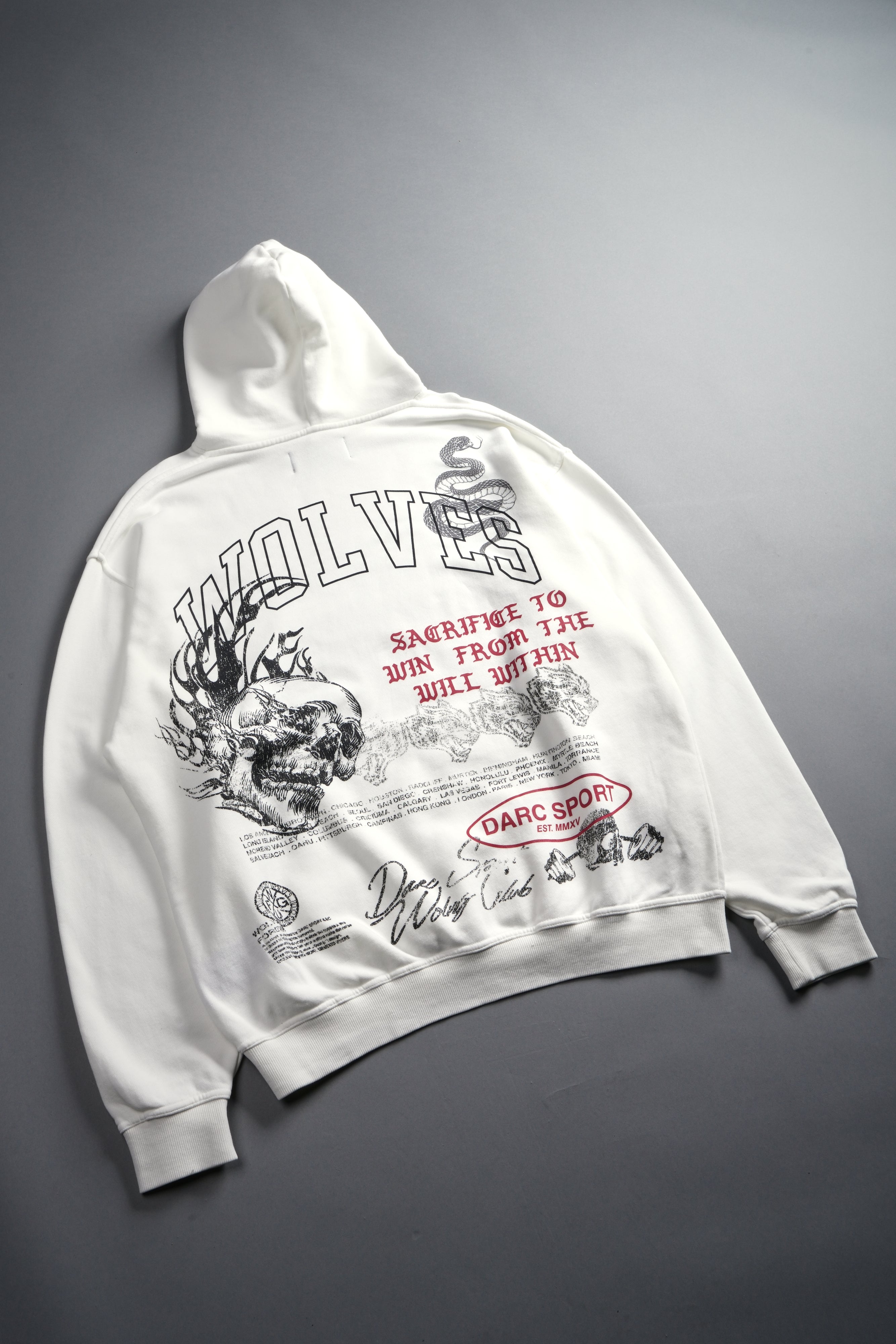 Flame Skull Pierce Hoodie in Cream — imagem 17