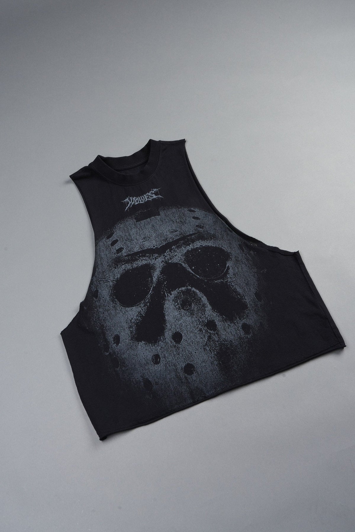Jason Forever Grunge Raw Hem Box Cut Tommy Muscle Tee In Black