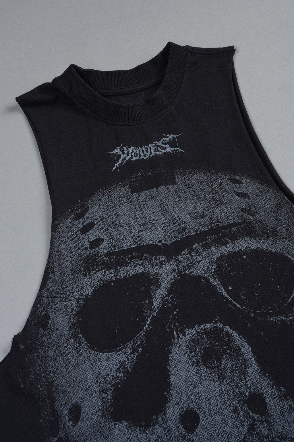 Jason Forever Grunge Raw Hem Box Cut Tommy Muscle Tee In Black