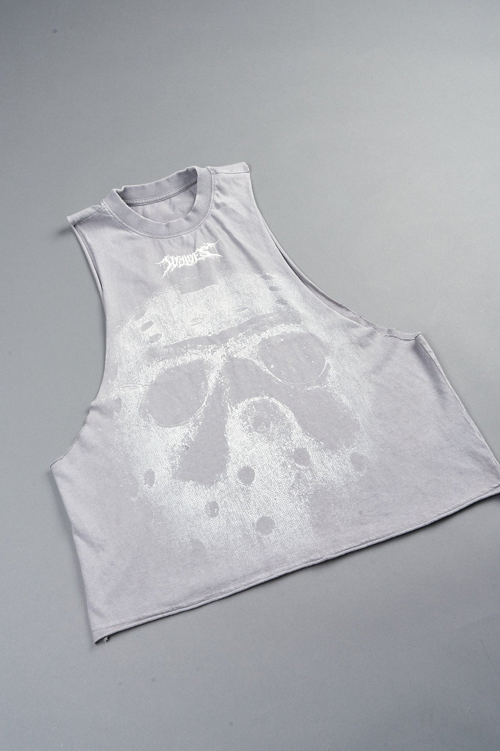 Jason Forever Grunge Raw Hem Box Cut Tommy Muscle Tee In Dove Gray