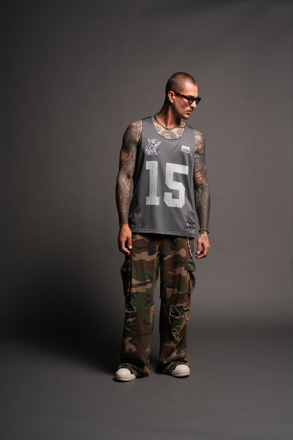 Shadow Blossom Reversible Bball Jersey In Slate Gray / All Of Us Camo - imagem 13