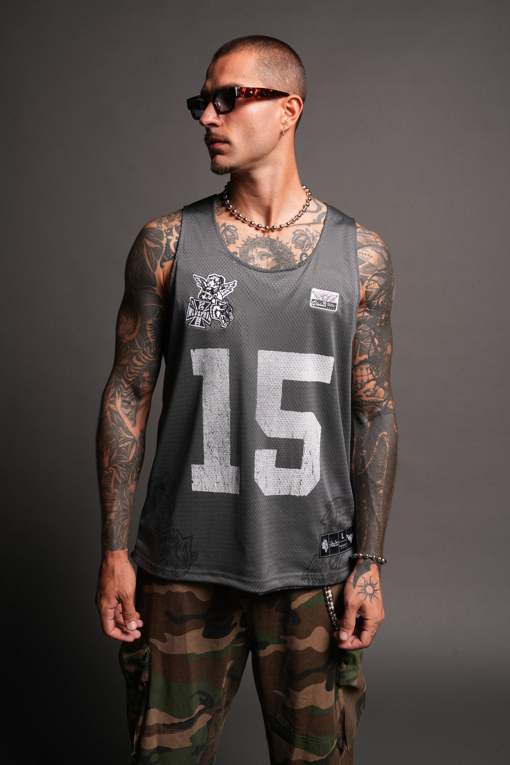 Shadow Blossom Reversible Bball Jersey In Slate Gray / All Of Us Camo - imagem 12