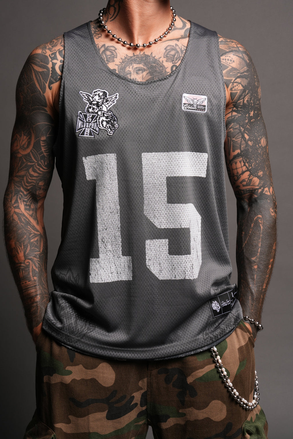 Shadow Blossom Reversible Bball Jersey In Slate Gray / All Of Us Camo - imagem 15