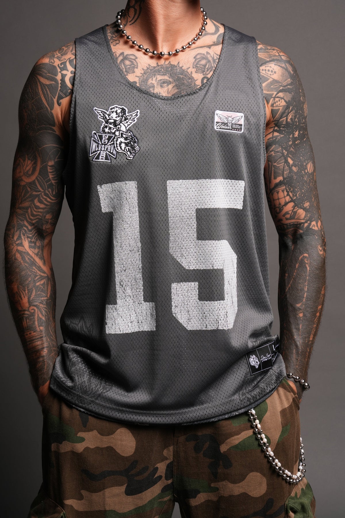 Shadow Blossom Reversible Bball Jersey In Slate Gray / All Of Us Camo - imagem 15