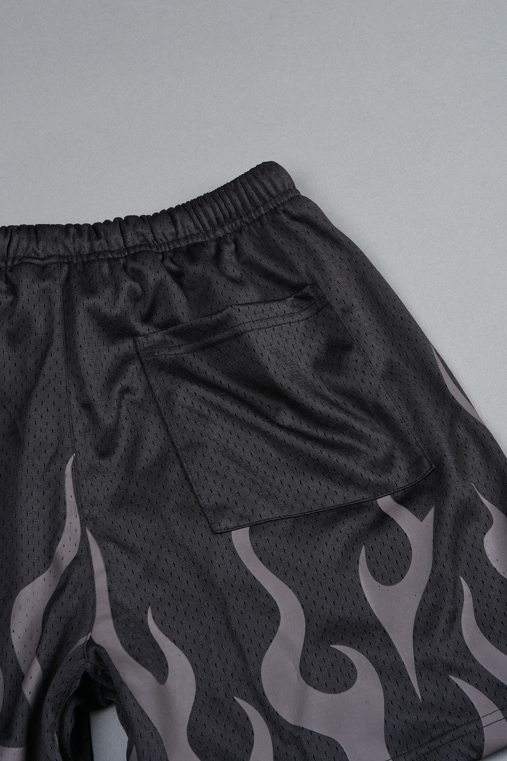 On Fire Applique Mesh Shorts In Black