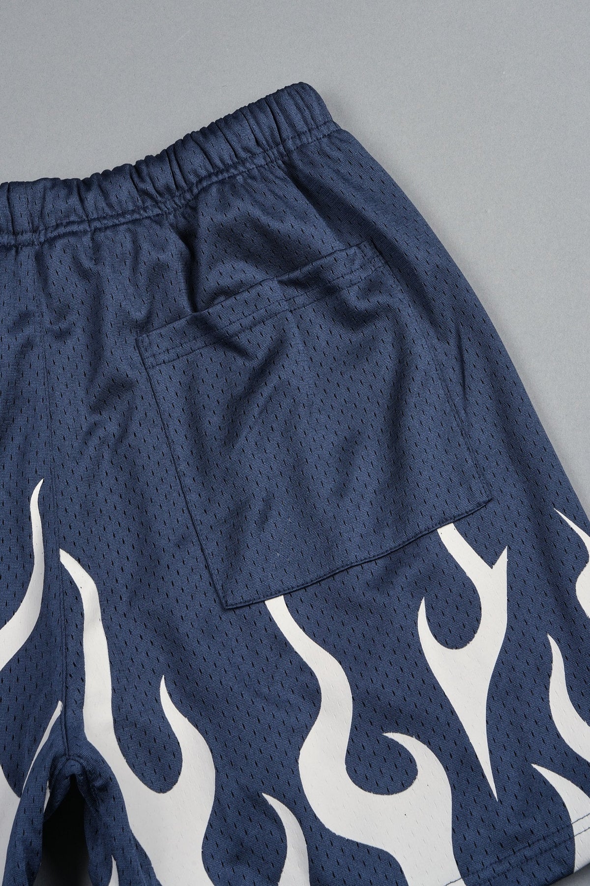 On Fire Applique Mesh Shorts In Storm Blue