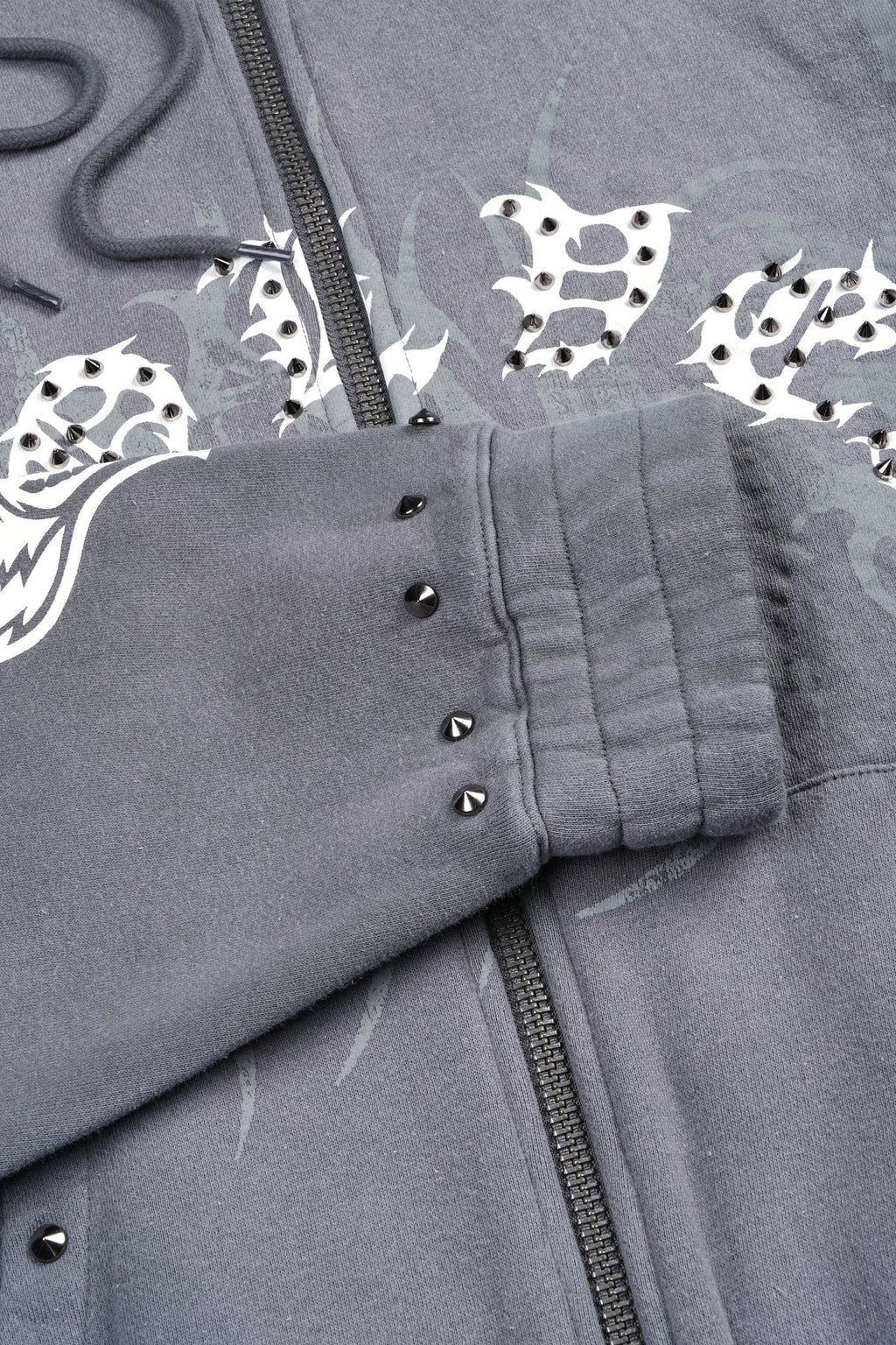 Studded Mantra Chambers Zip Hoodie In Slate Gray Super Sun Fade