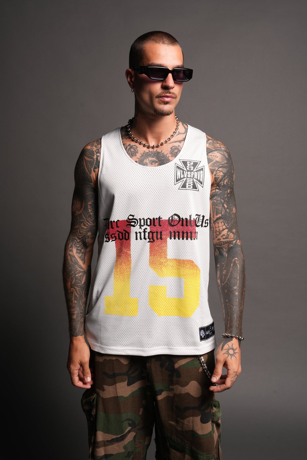 Infernal Club Reversible Bball Jersey In Black/Cream - imagem 10