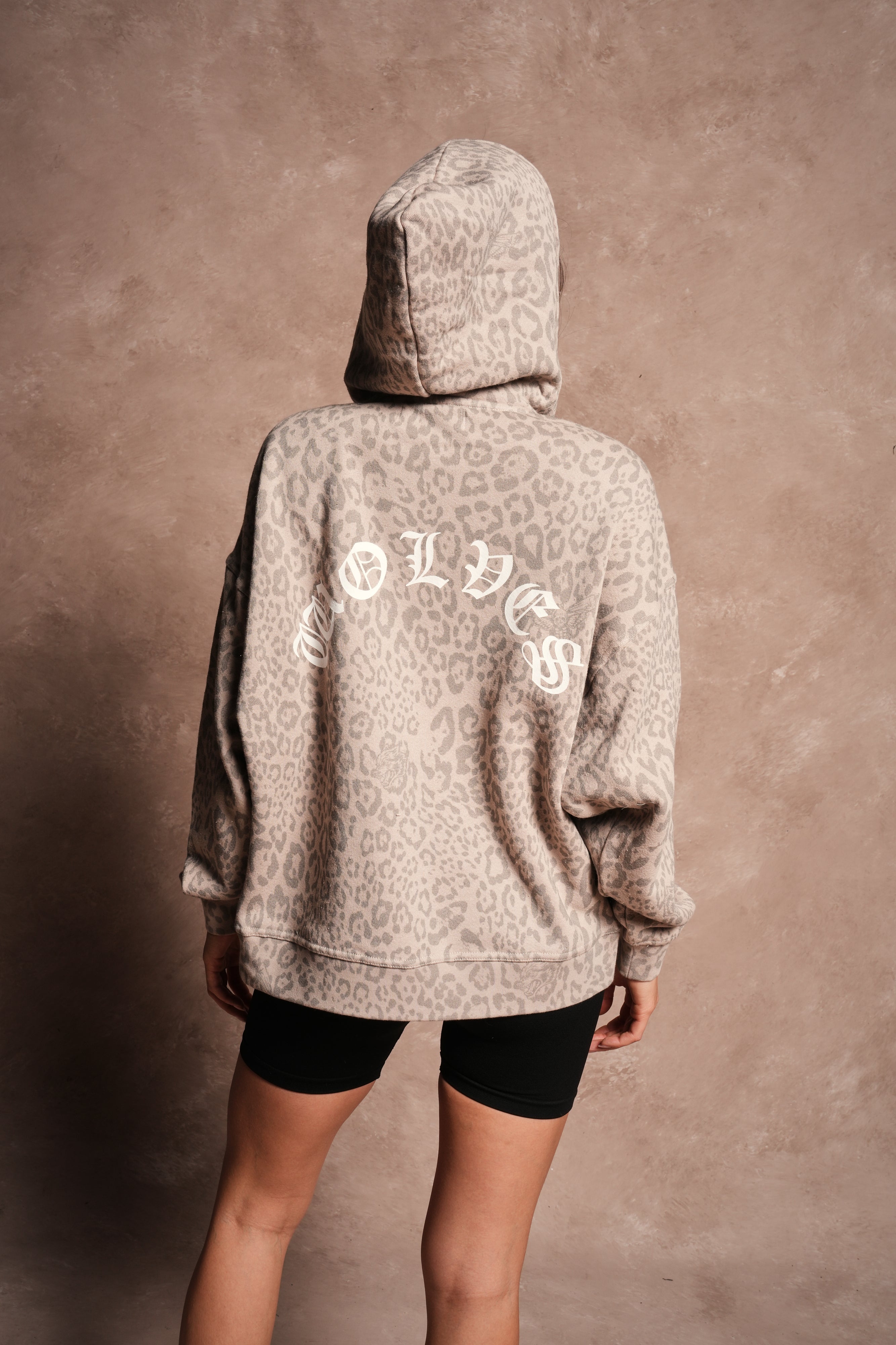 Wolves Chopper Anya Premium Double Zip Hoodie in Clay Leopard