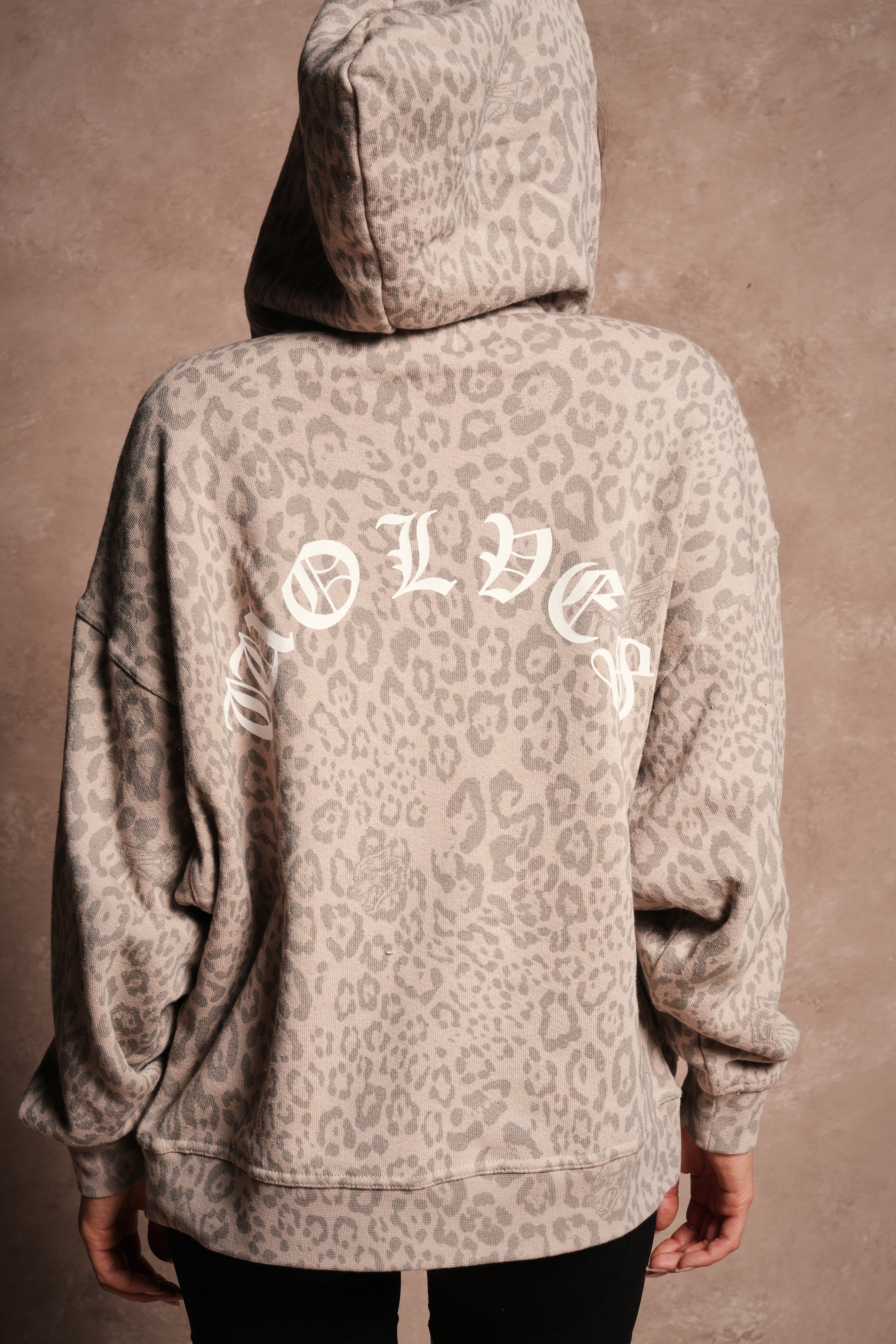 Wolves Chopper Anya Premium Double Zip Hoodie in Clay Leopard