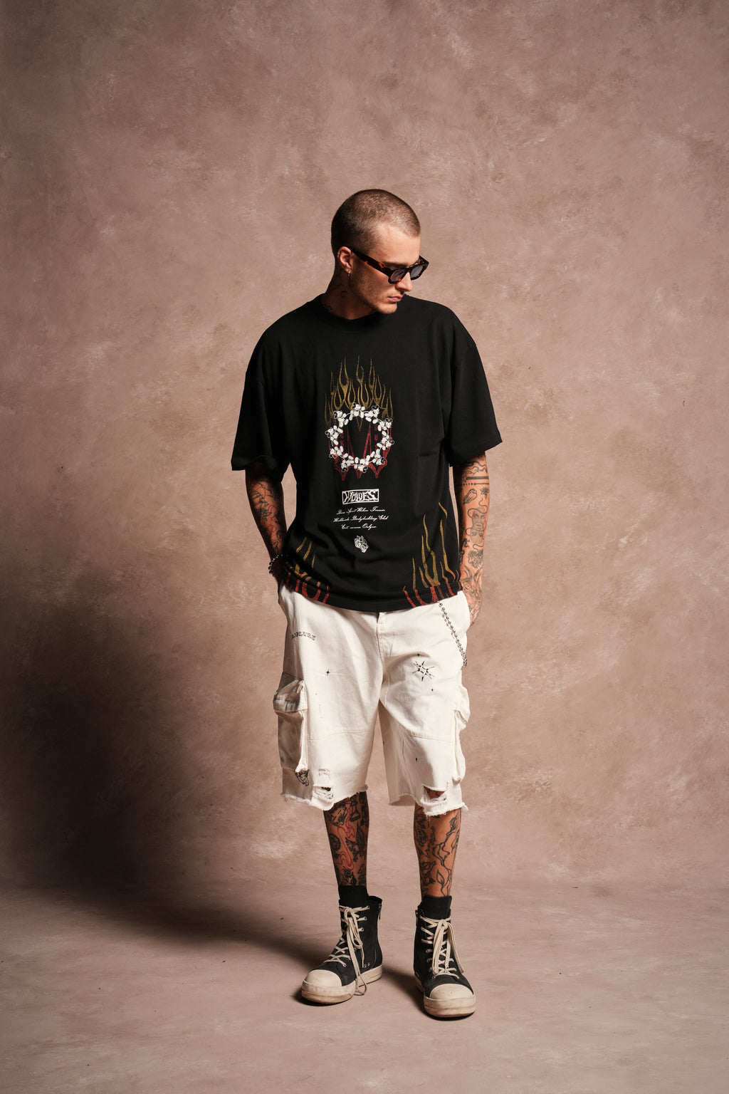 Darc Flash Duke Cargo Shorts in Cream