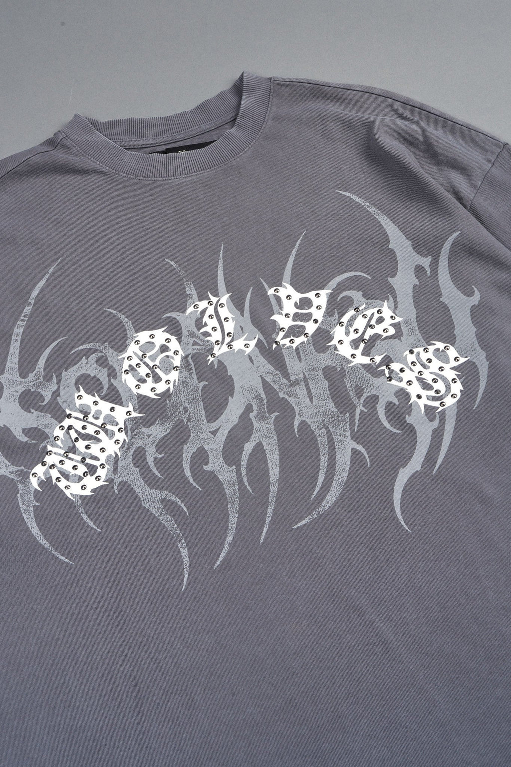 Studded Mantra Premium Oversized Tee In Slate Gray