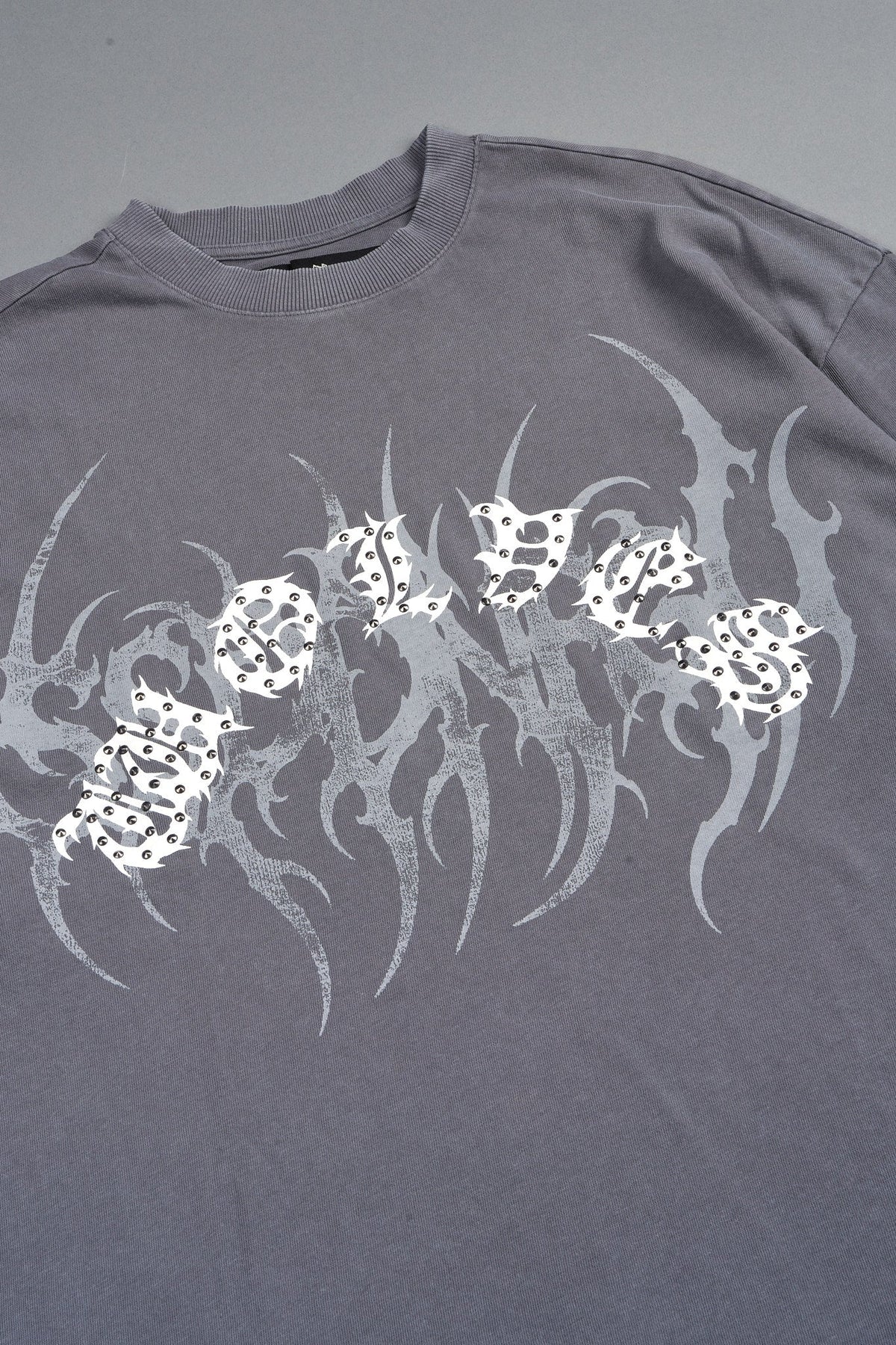 Studded Mantra Premium Oversized Tee In Slate Gray