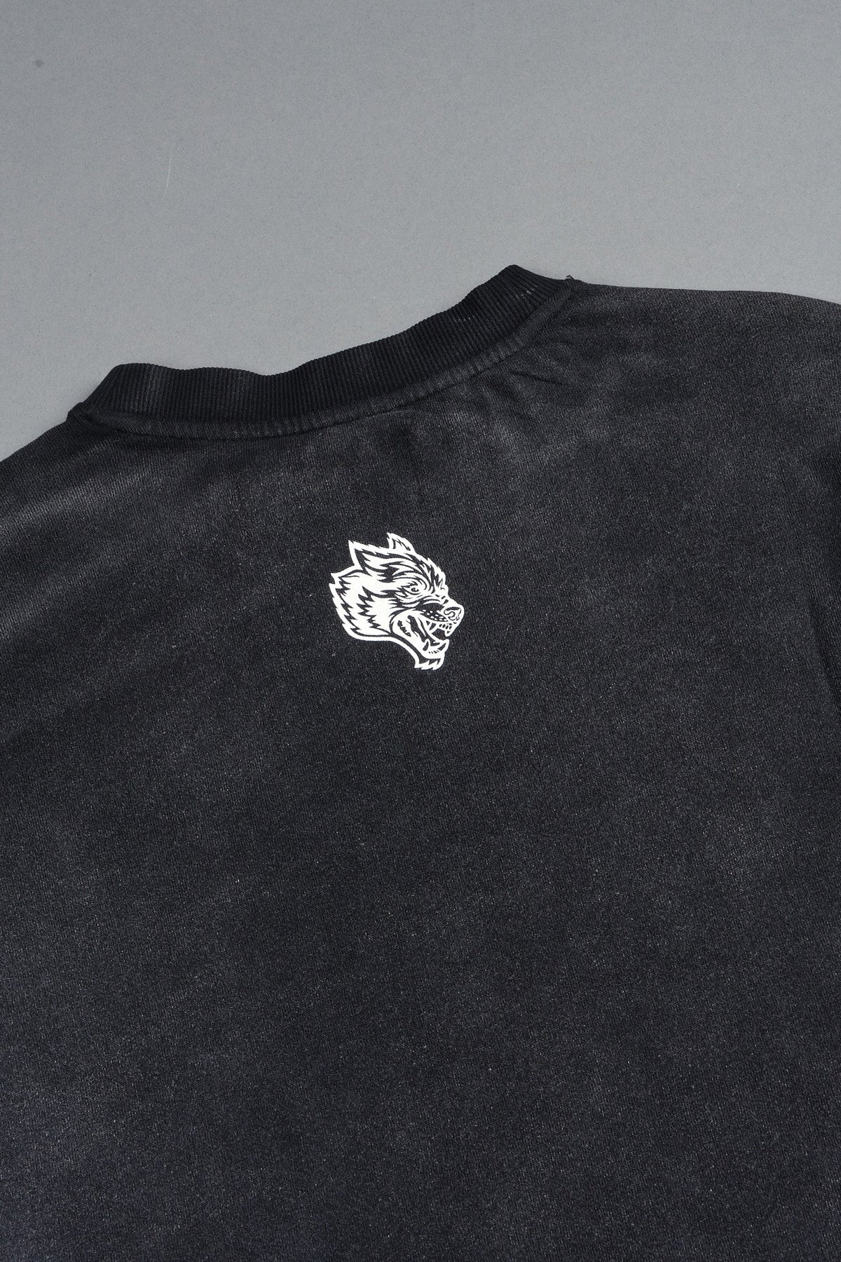 Studded Mantra Premium Oversized Tee In Black Super Sun Fade