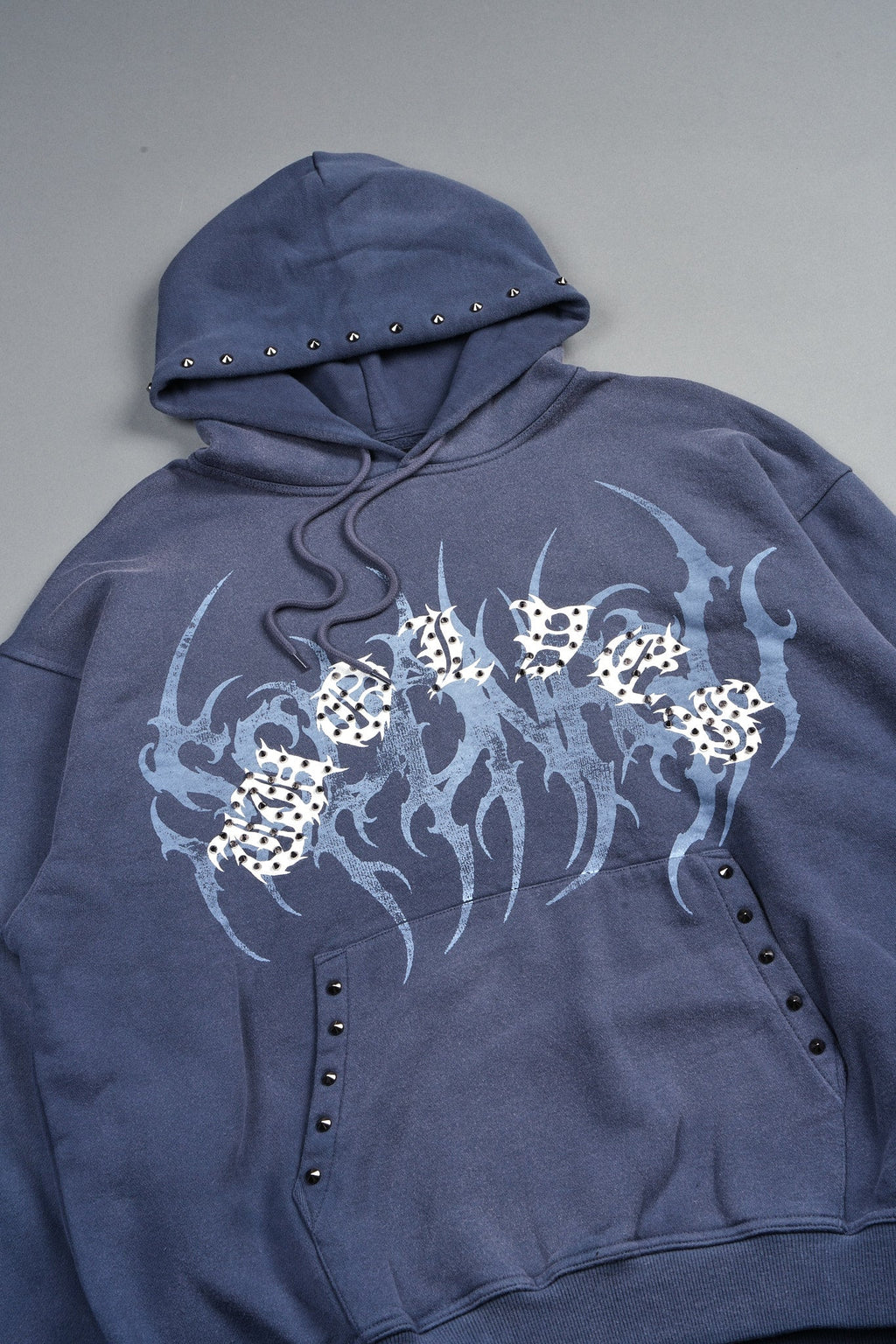 Studded Mantra Bishop Hoodie In Storm Blue Super Sun Fade
