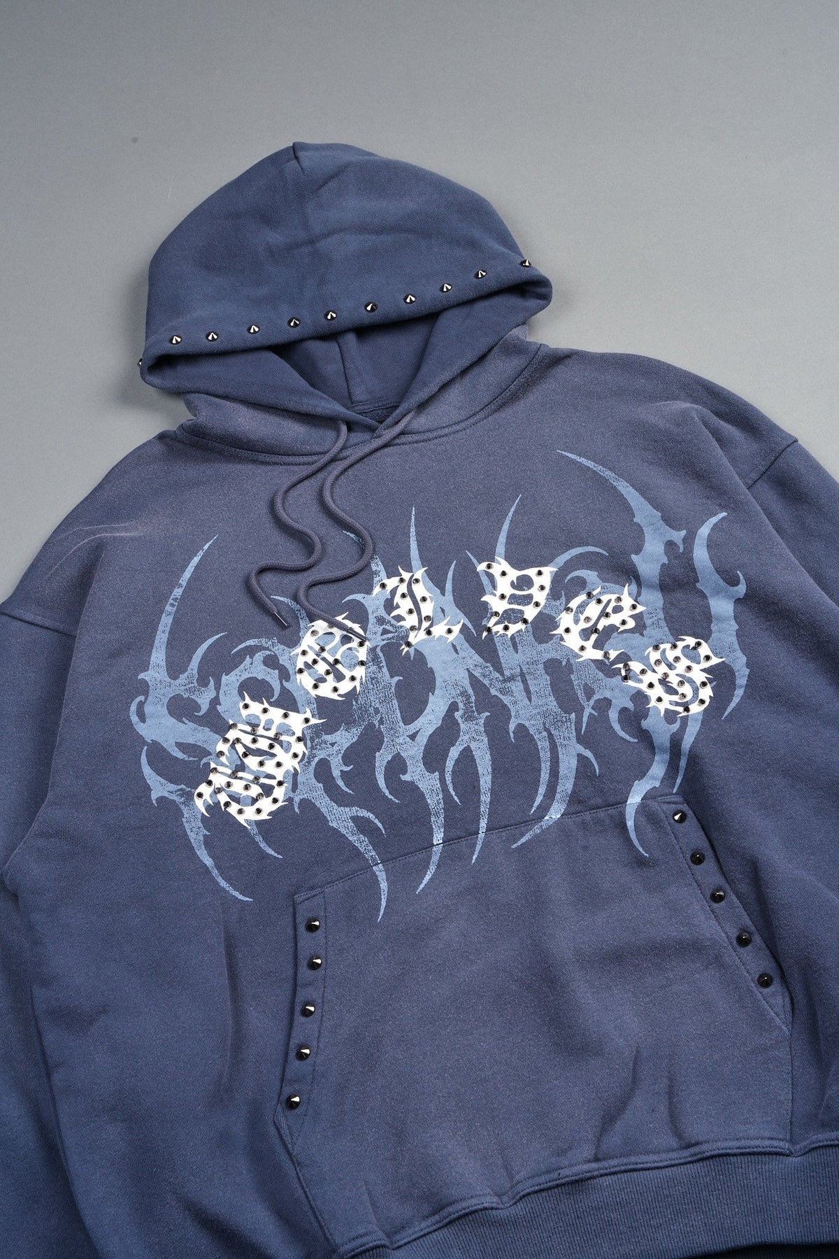 Studded Mantra Bishop Hoodie In Storm Blue Super Sun Fade