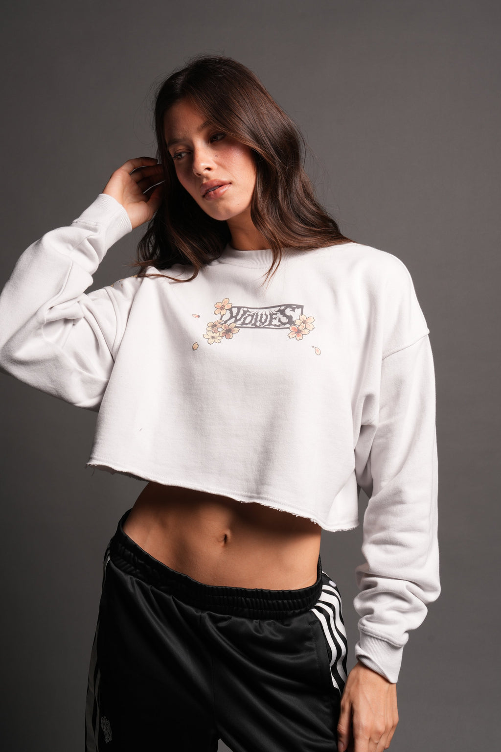 Box Sakura Cropped London Crewneck In Stone