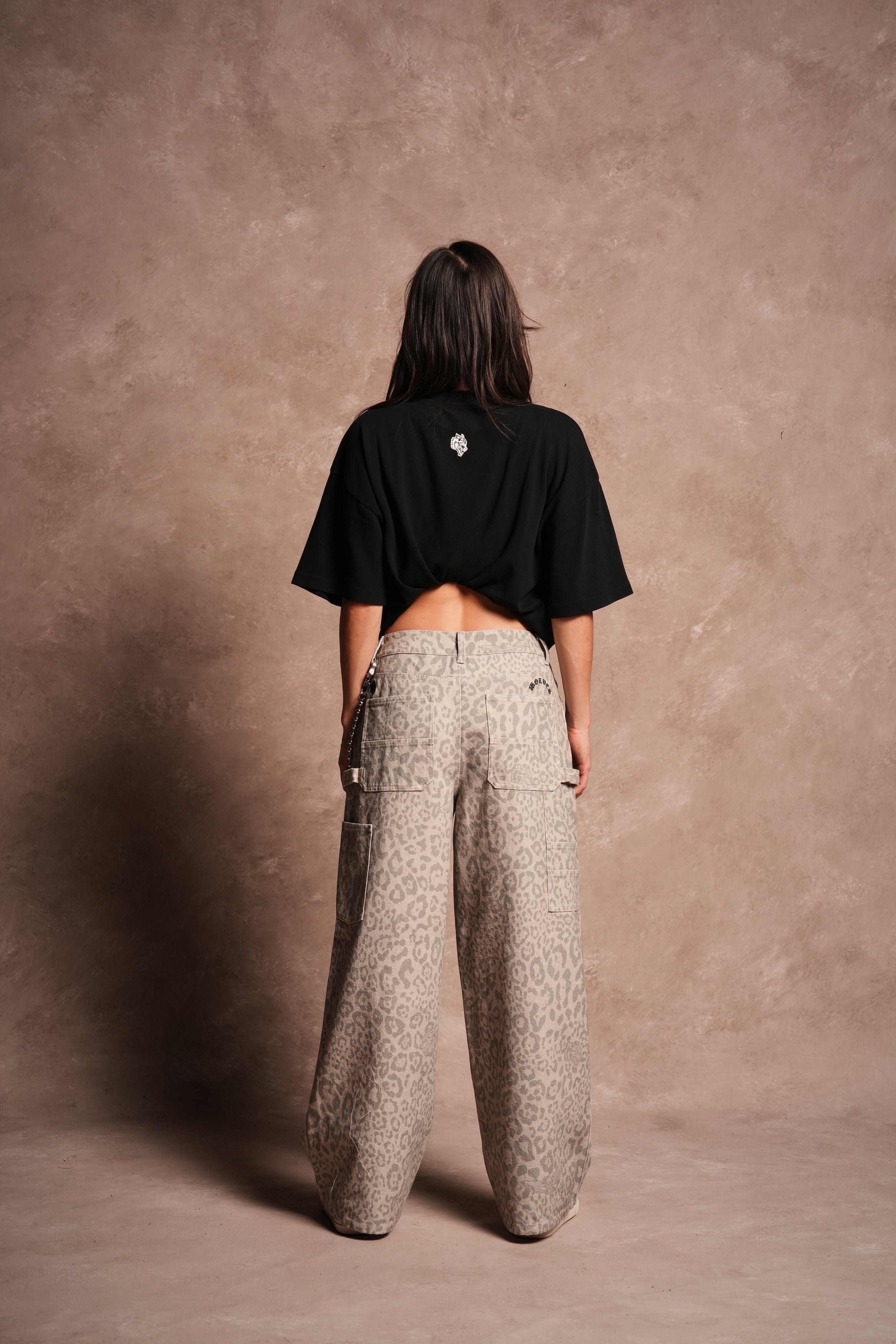 Wolves Chopper Wide Leg Carpenter Pant in Clay Leopard