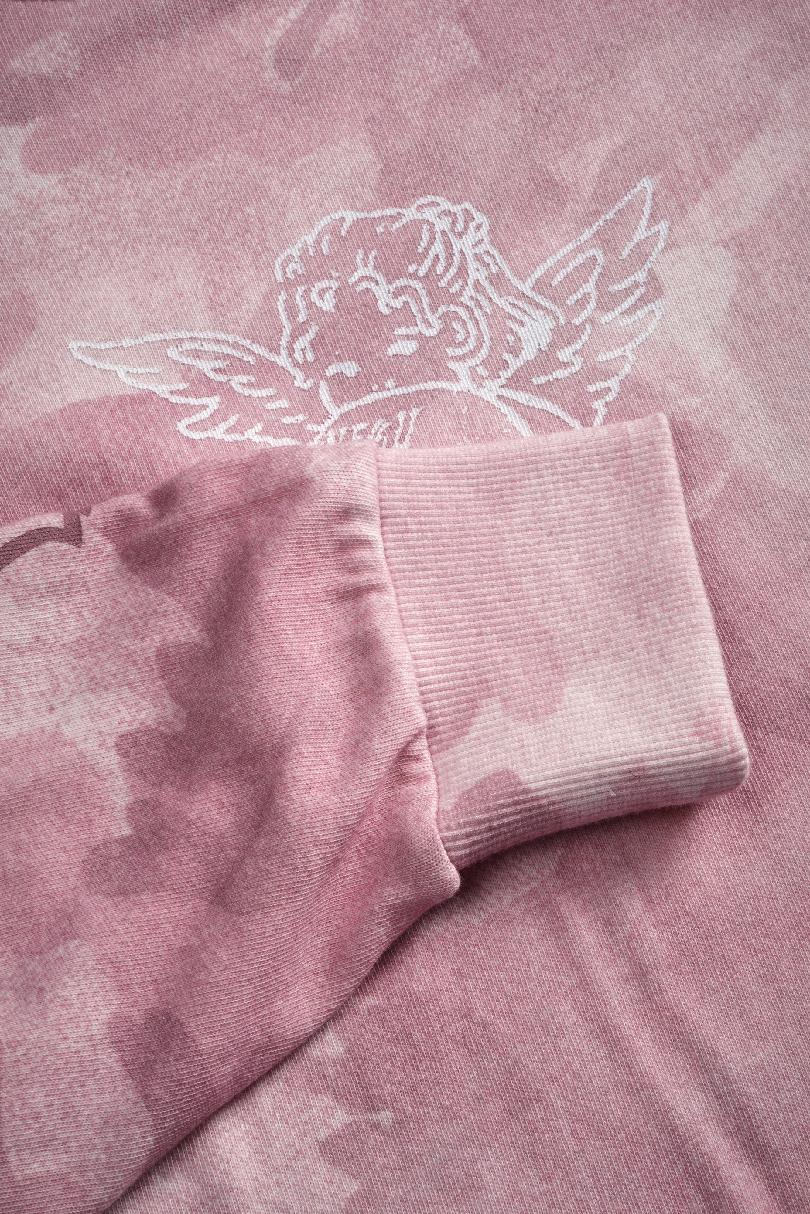 Cherub and the Skull "Premium" Oversized Cropped L/S Tee in Blush Vintage Woodland Camo — imagem 12