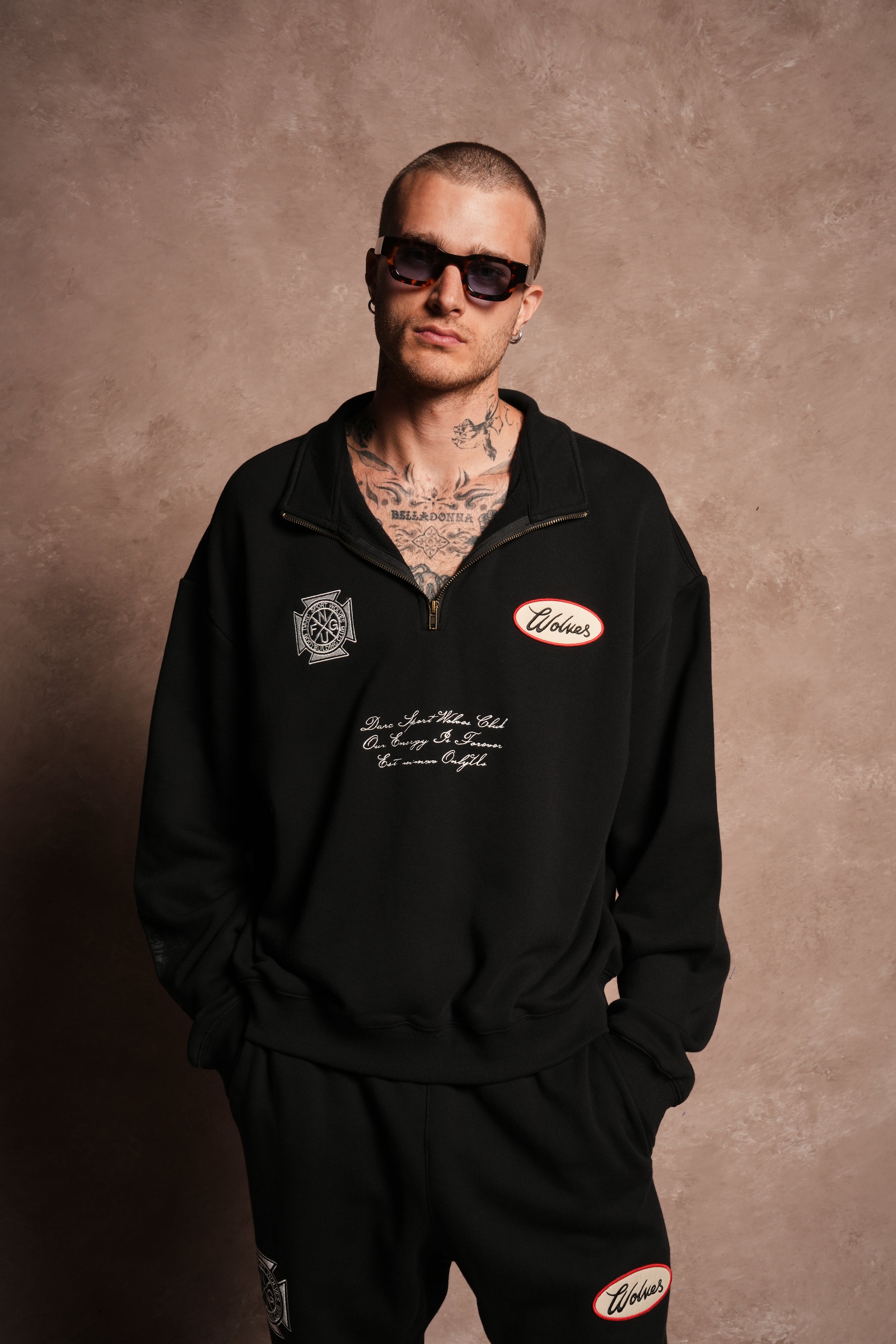 Written On Stone Duke 1/4 Zip Mock Neck in Black