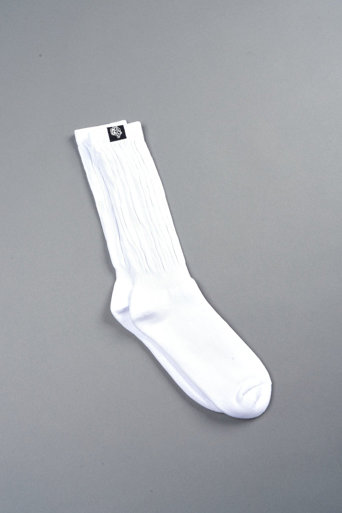 Wolf Patch V2 High Rise Comfy Socks in White