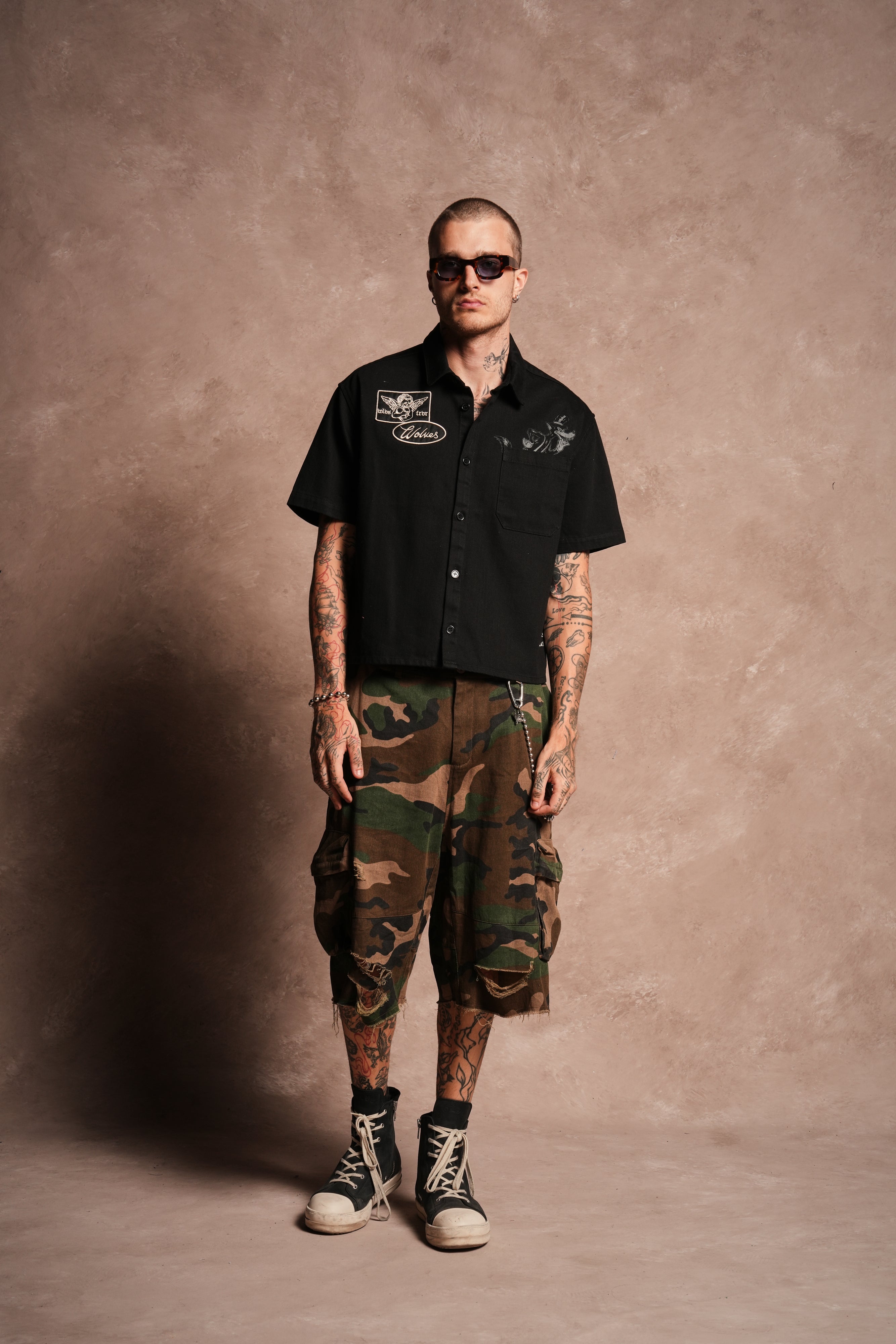 Big Bad Wolf Vinny Button Up Shirt in Black