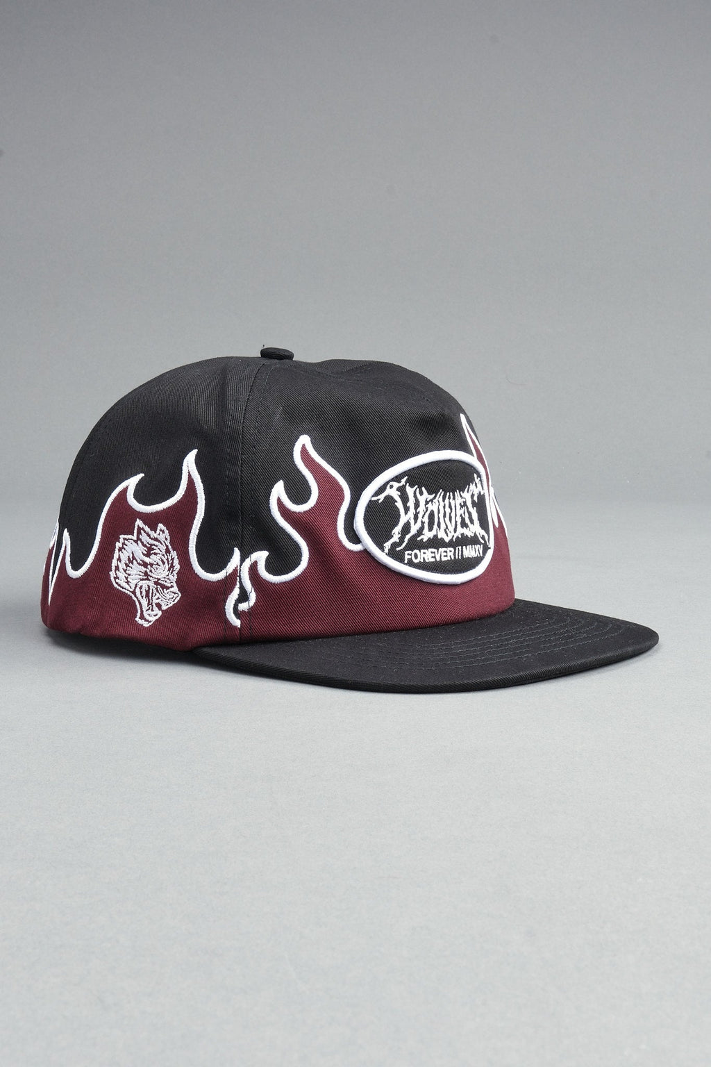 Mori Flames Vintage 5 Panel In Black/Oxblood