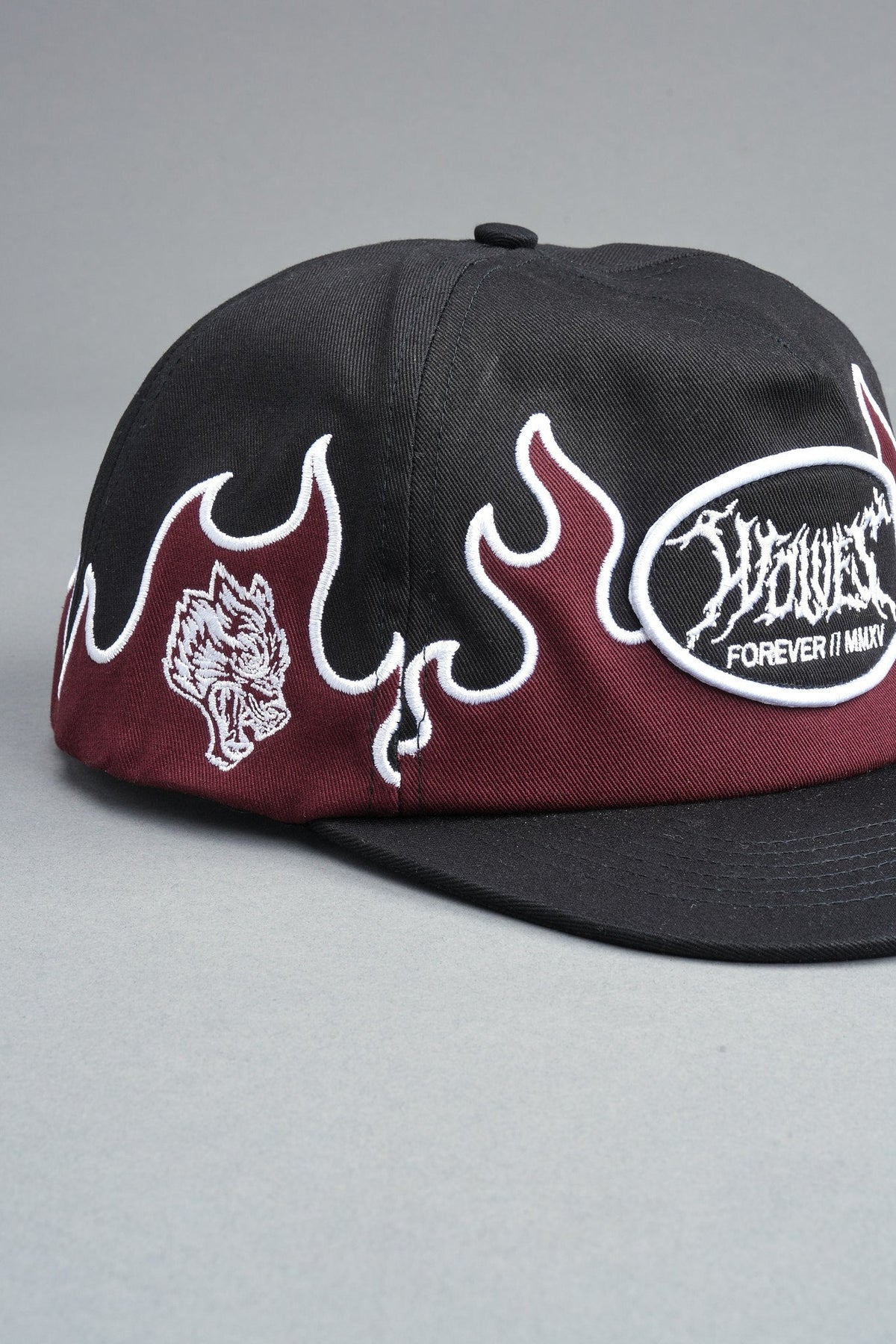 Mori Flames Vintage 5 Panel In Black/Oxblood