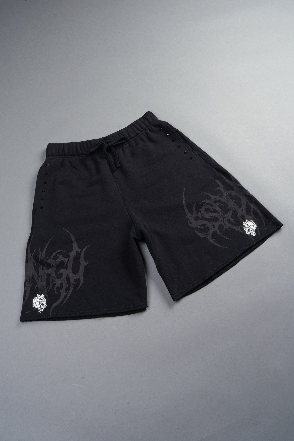Ssddnfgu Raw Hem Oversized Post Lounge Sweat Shorts In Black