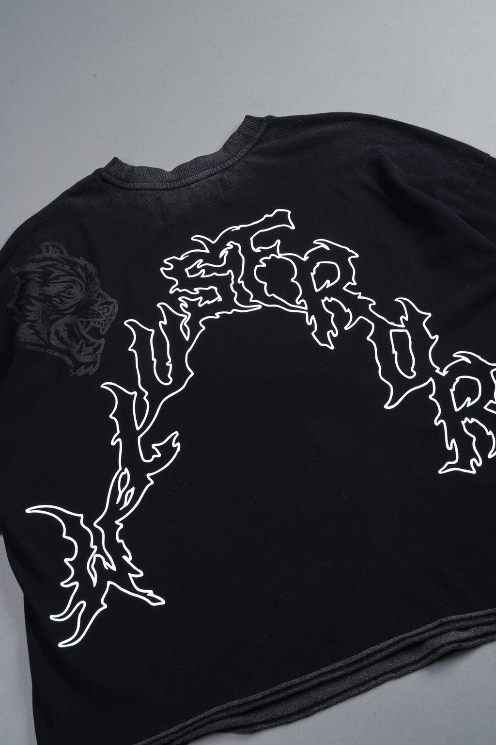 Night Blade Premium Raw Hem Box Cut Tee In Black
