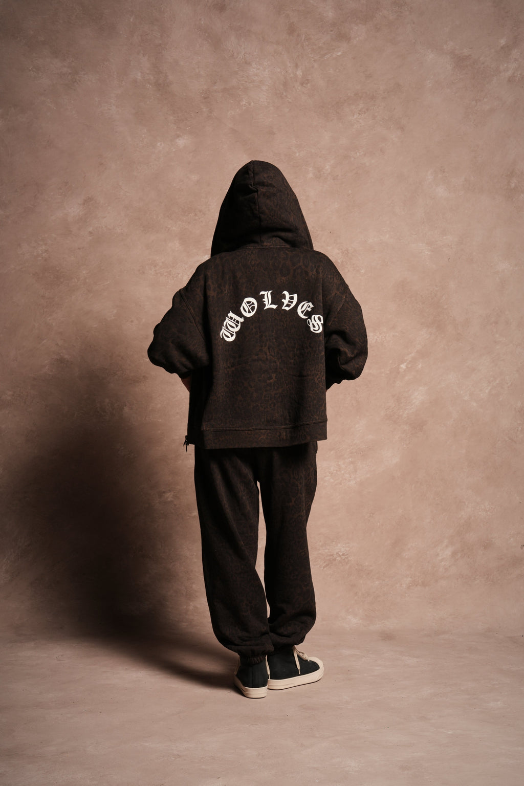 Wolves Chopper Anya Premium Double Zip Hoodie in Darc Brown Leopard