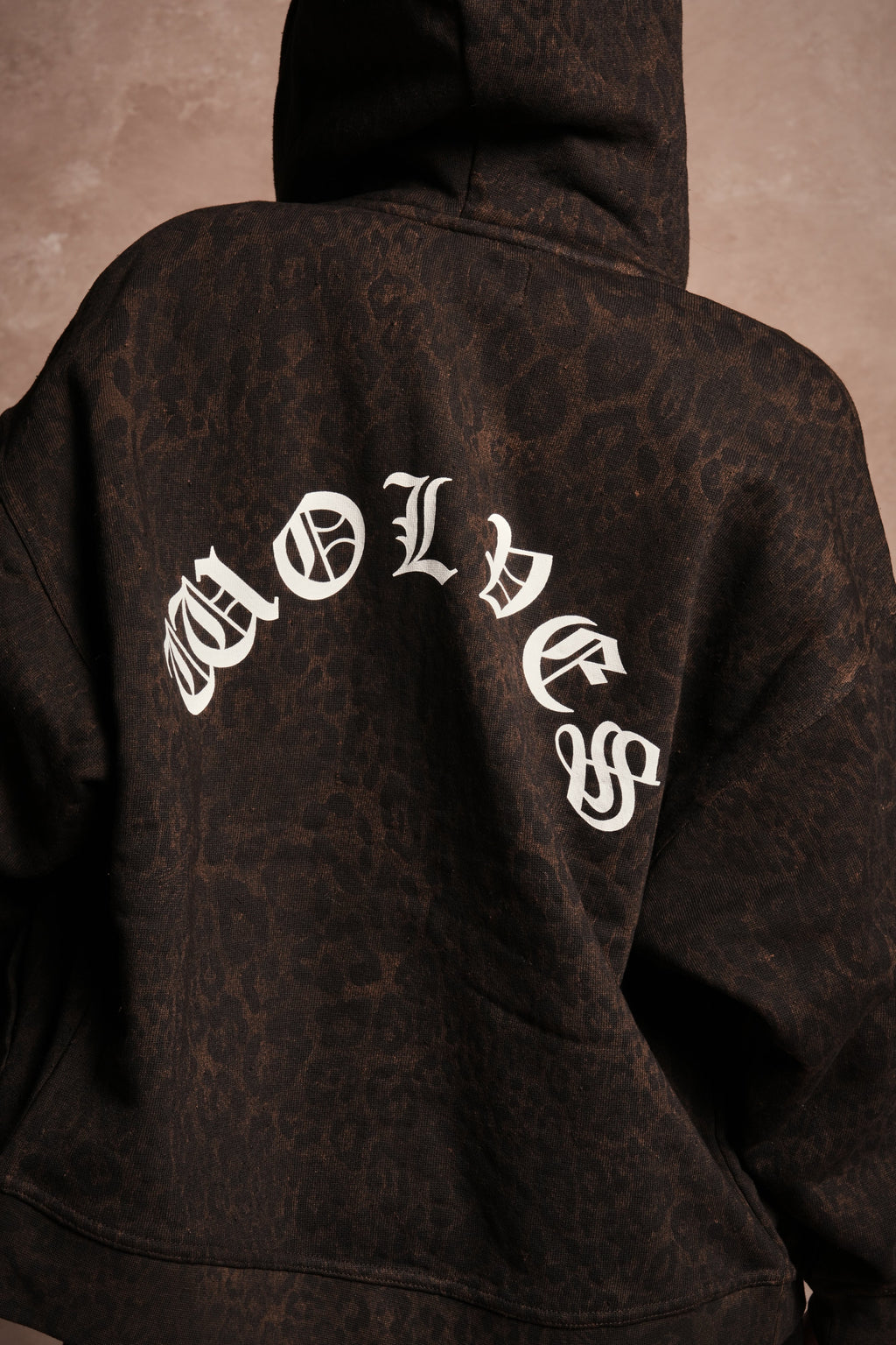 Wolves Chopper Anya Premium Double Zip Hoodie in Darc Brown Leopard