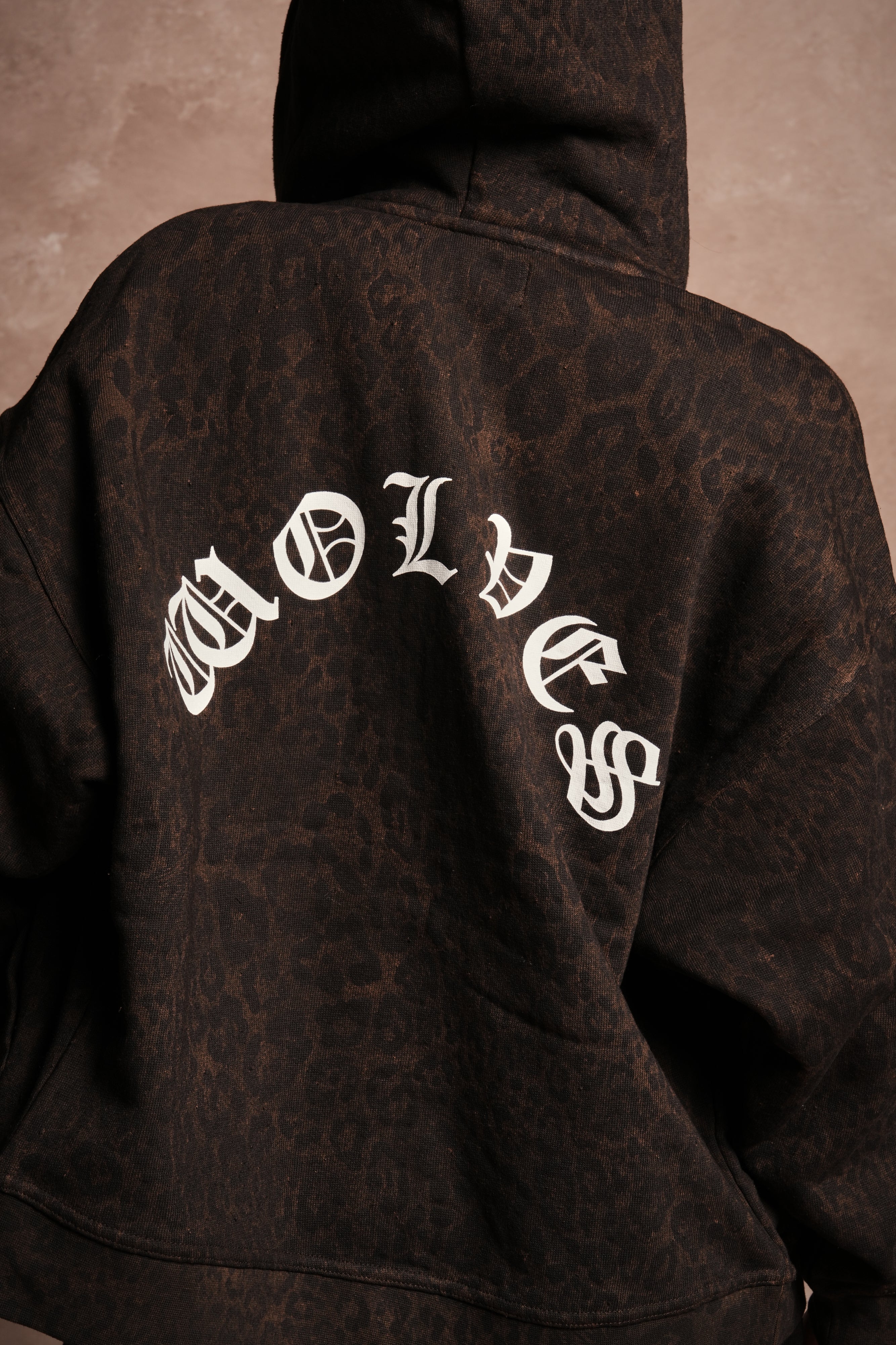 Wolves Chopper Anya Premium Double Zip Hoodie in Darc Brown Leopard